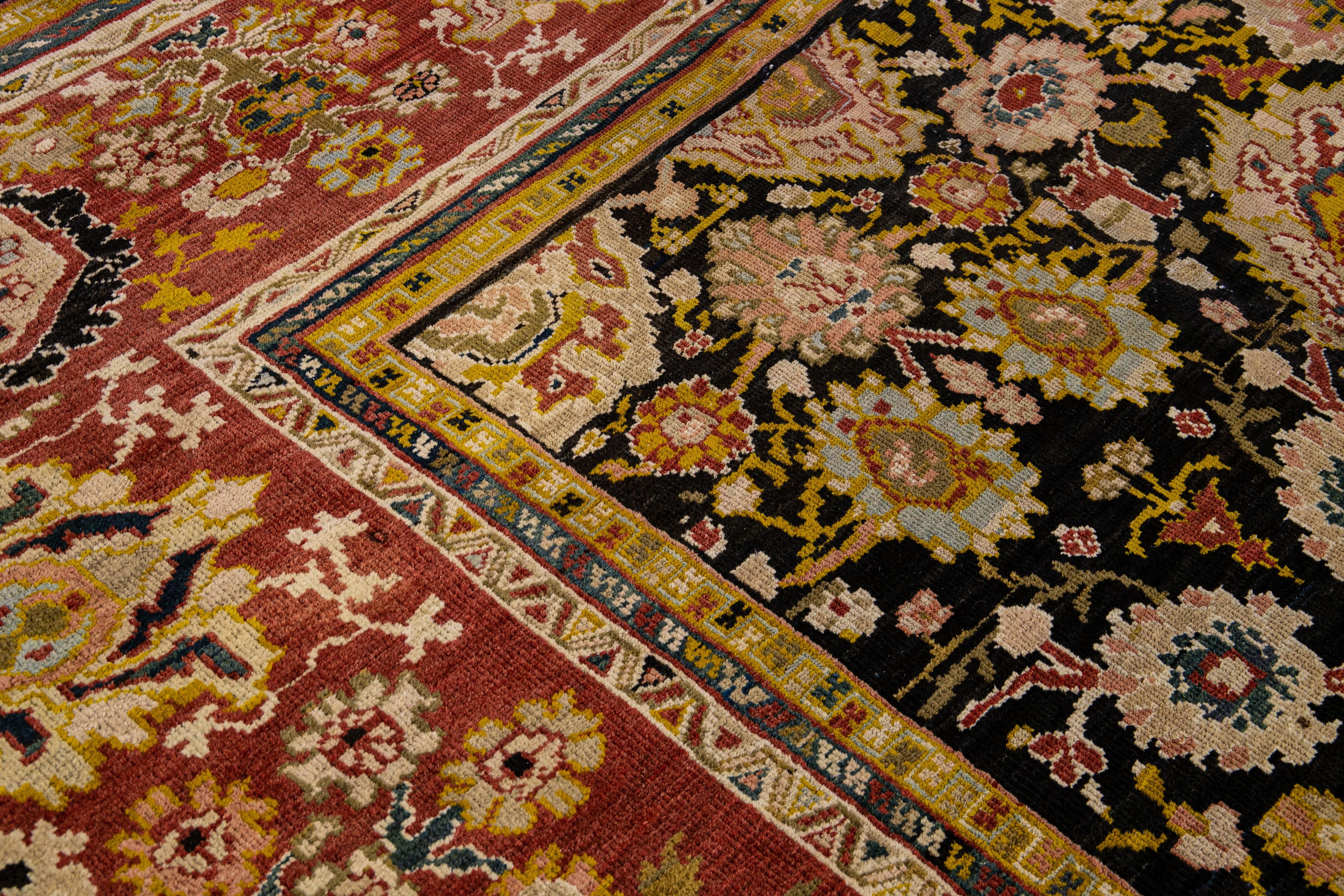 19th Century Antique Sultanabad Handmade Allover Floral Oversize Wool Rug For Sale 2
