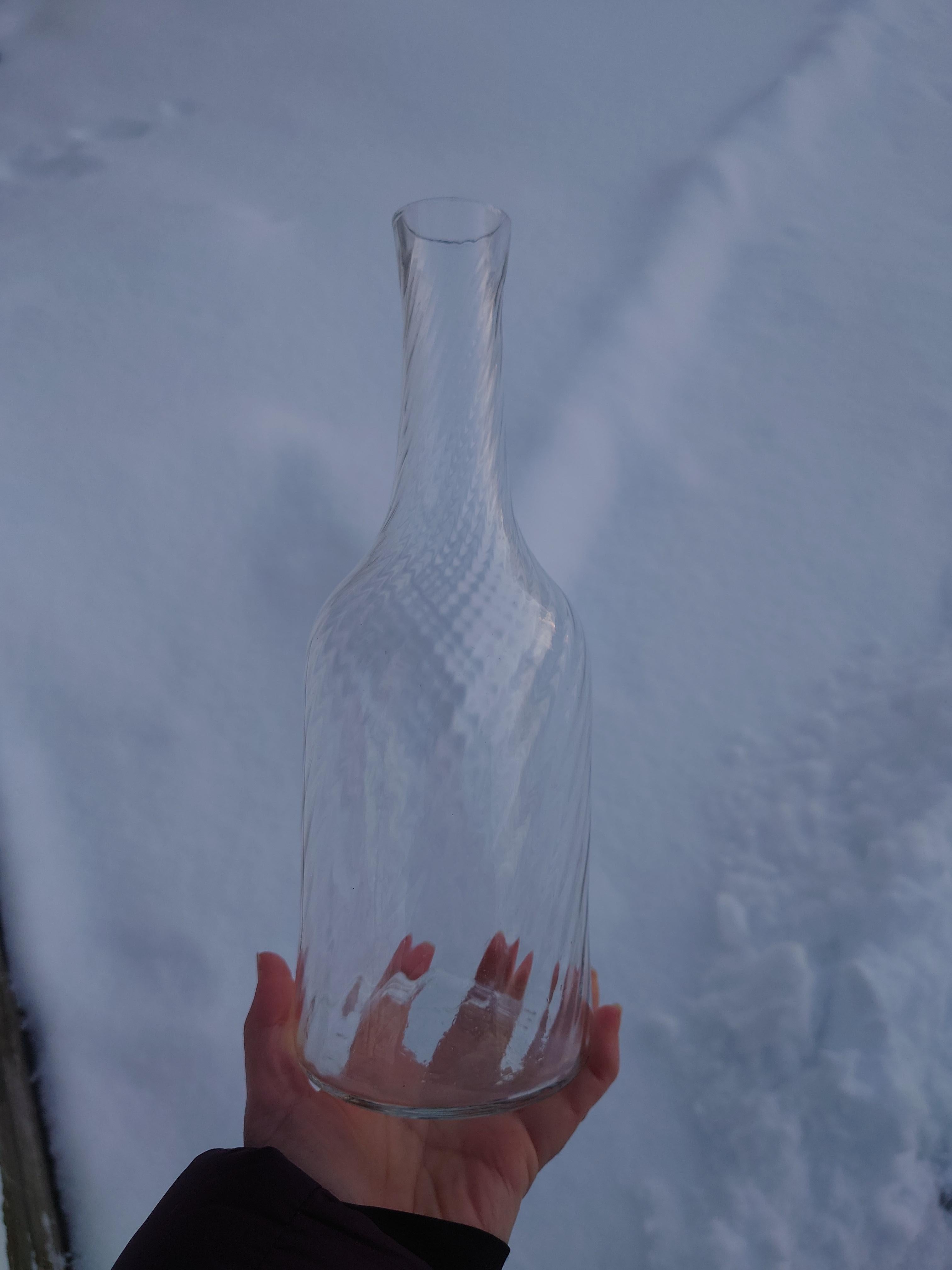 19th Century Antique Swedish Glass Twisted Carafe / Bottle 10