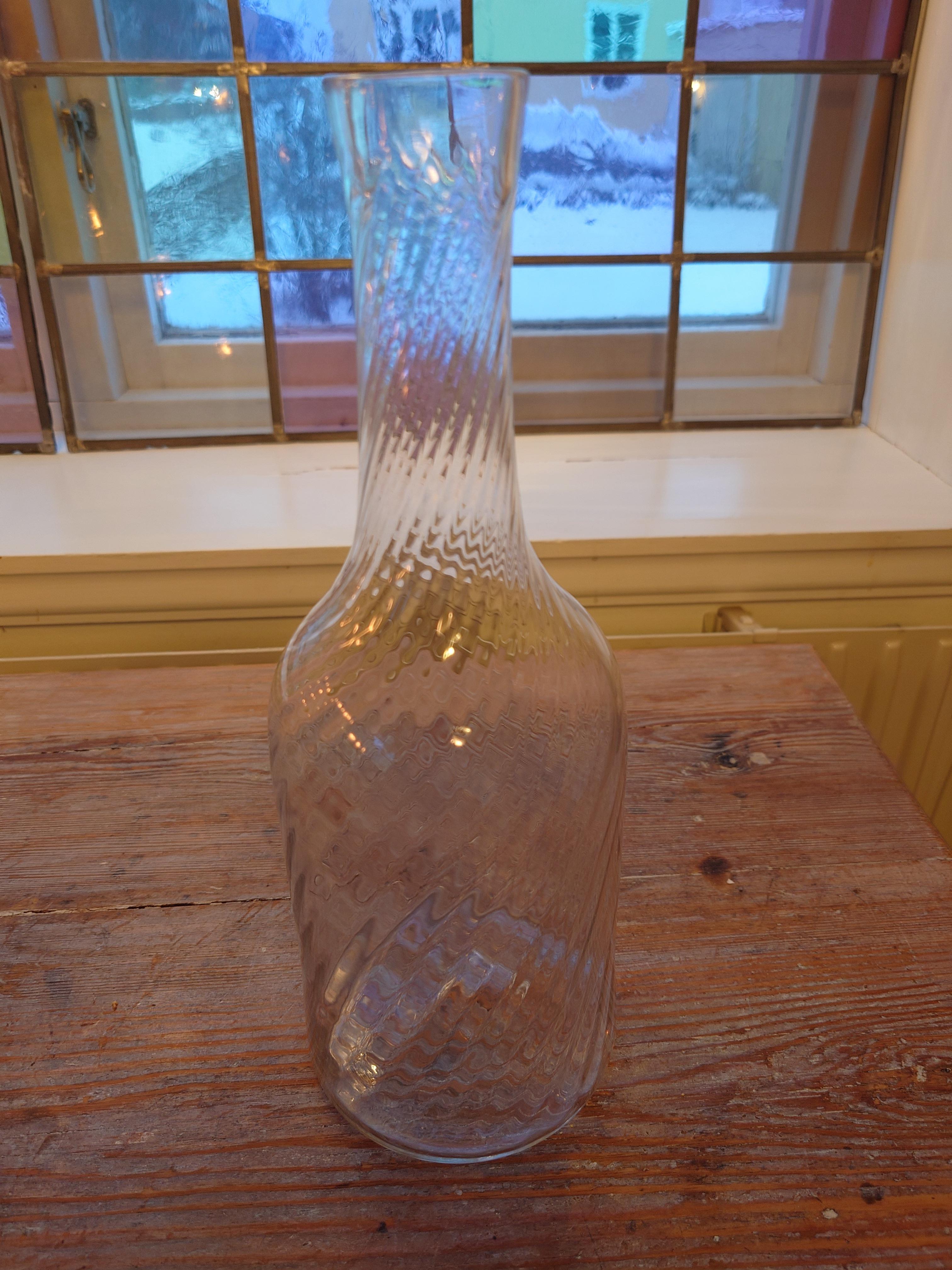 19th Century Antique Swedish Glass Twisted Carafe / Bottle 1