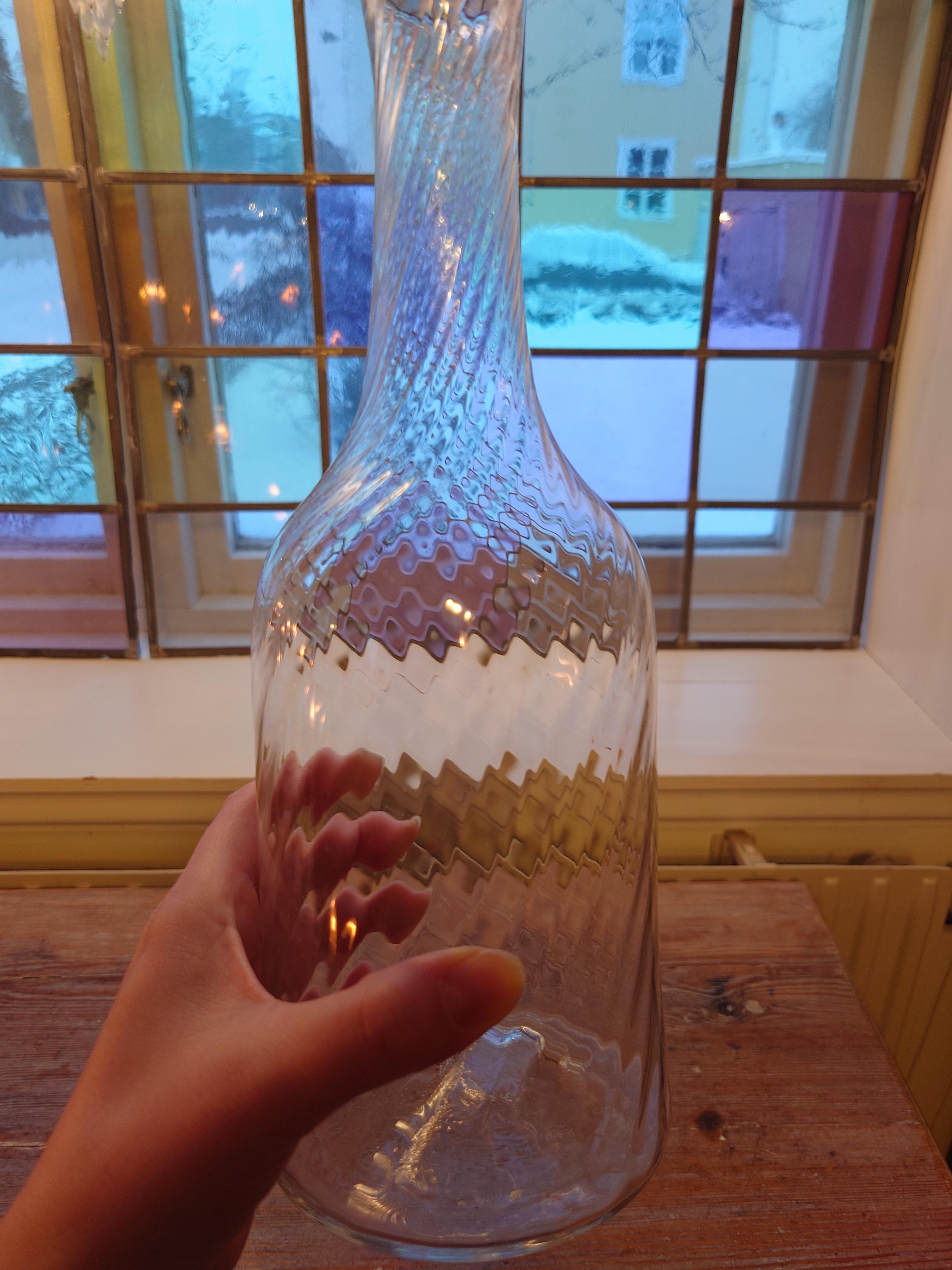 19th Century Antique Swedish Glass Twisted Carafe / Bottle 2