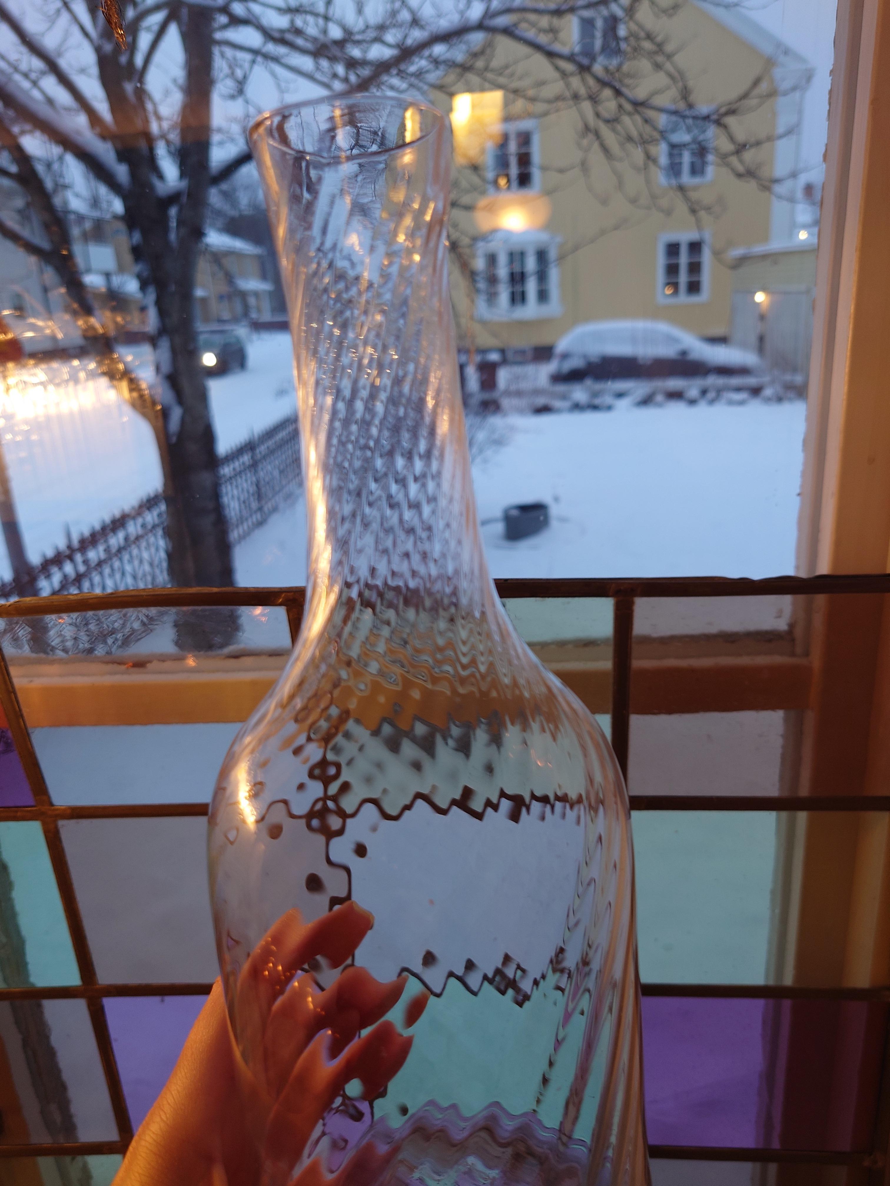 19th Century Antique Swedish Glass Twisted Carafe / Bottle 4