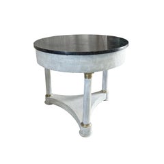 Antiker schwedischer Gustavianischer, skandinavischer Tisch mit runder Marmorplatte aus dem 19. Jahrhundert