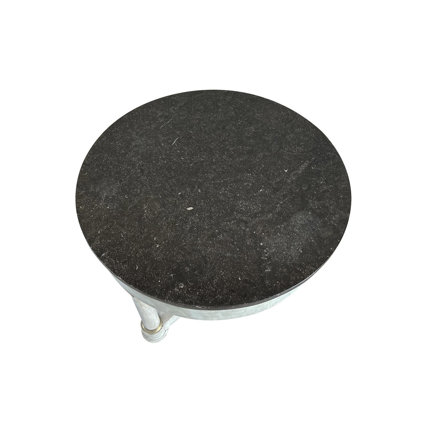 Metal 19th Century Antique Swedish Gustavian, Scandinavian Round Marble Top Table For Sale