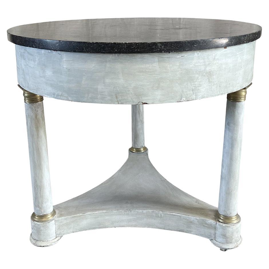 19th Century Antique Swedish Gustavian, Scandinavian Round Marble Top Table For Sale