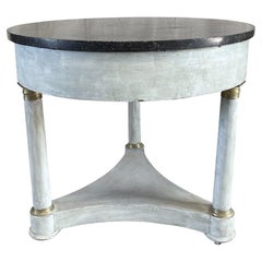 Antiker schwedischer Gustavianischer, skandinavischer Tisch mit runder Marmorplatte aus dem 19. Jahrhundert