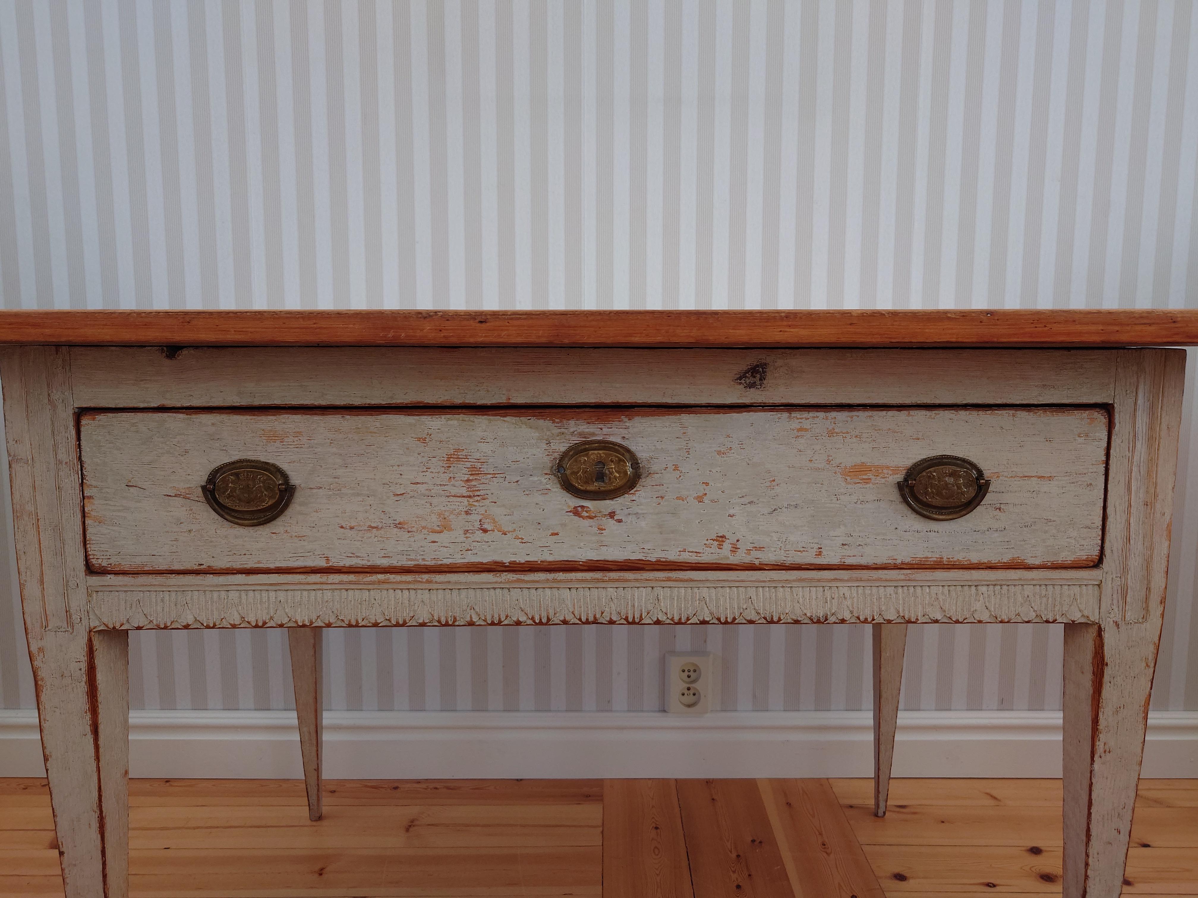 19. Jahrhundert  Antiker schwedischer Gustavianischer Schreibtisch/Schreibtisch mit Originalfarbe im Angebot 5