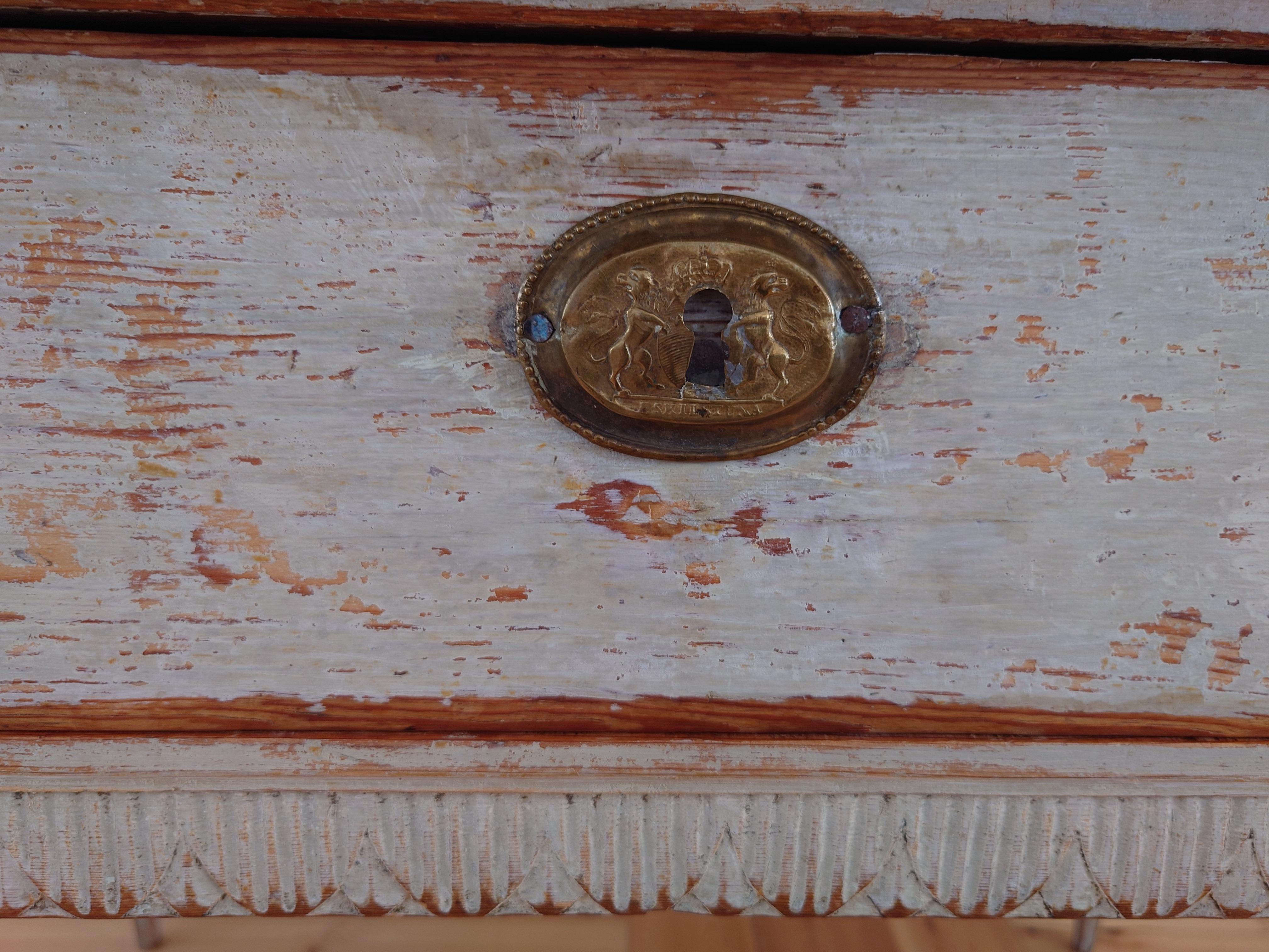 19th Century Antique Swedish Gustavian Writing Table / Desk Original Paint For Sale 8