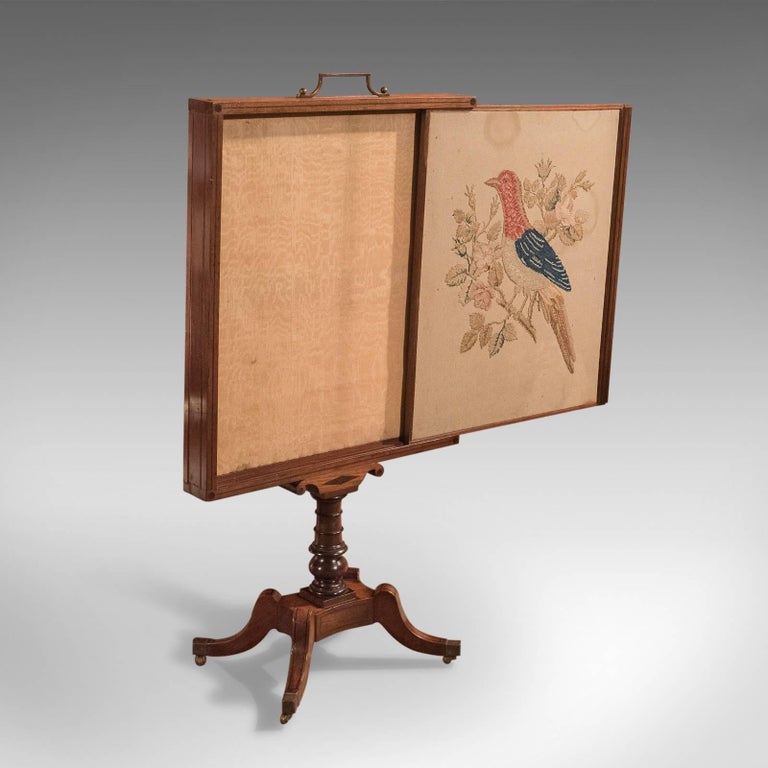 19th Century Antique Tapestry Display Stand, Regency Mahogany