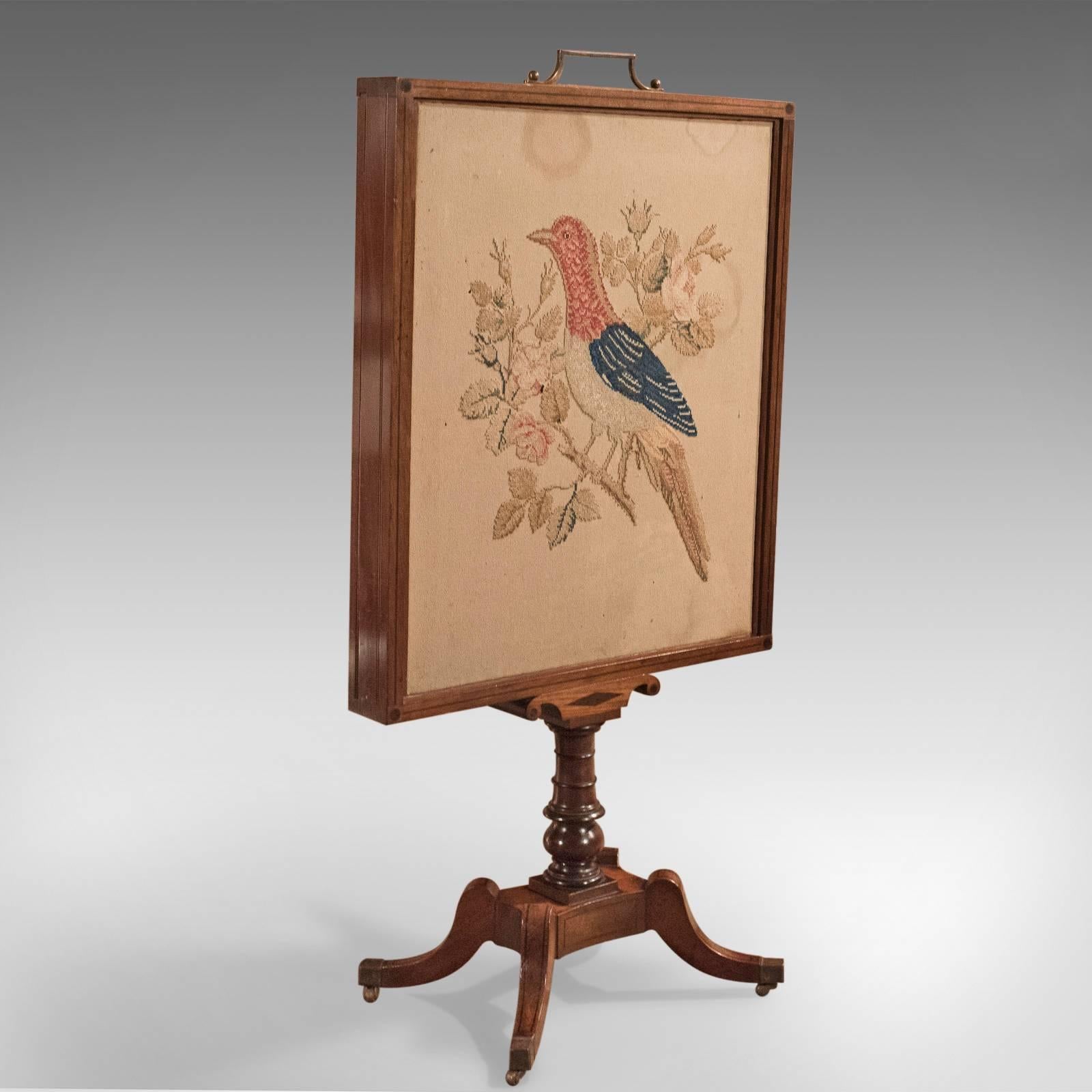 19th Century Antique Tapestry Display Stand, Regency Mahogany Needlepoint In Good Condition In Hele, Devon, GB