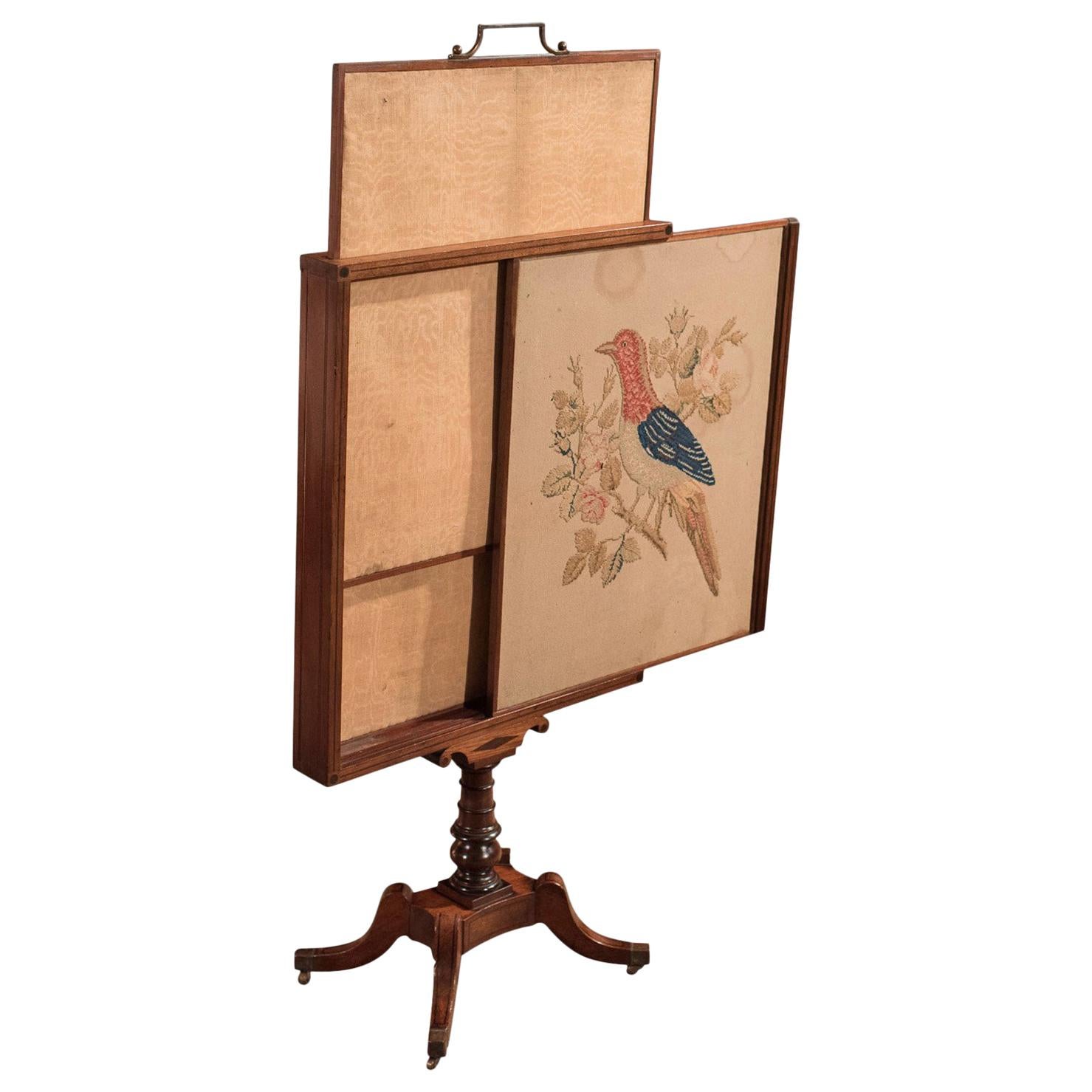 19th Century Antique Tapestry Display Stand, Regency Mahogany Needlepoint