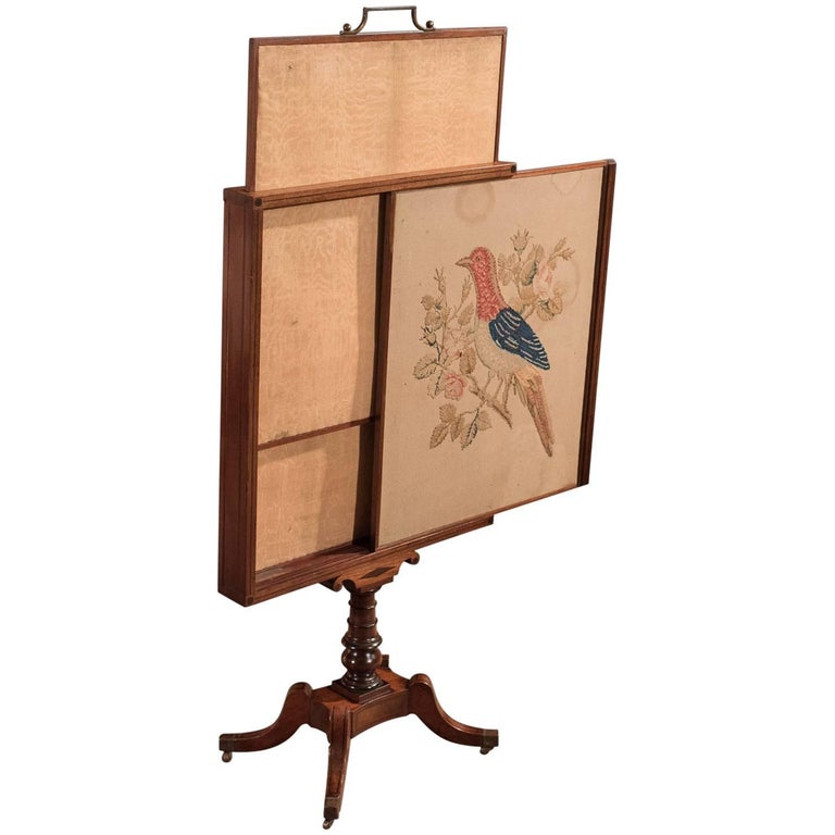 19th Century Antique Tapestry Display Stand, Regency Mahogany