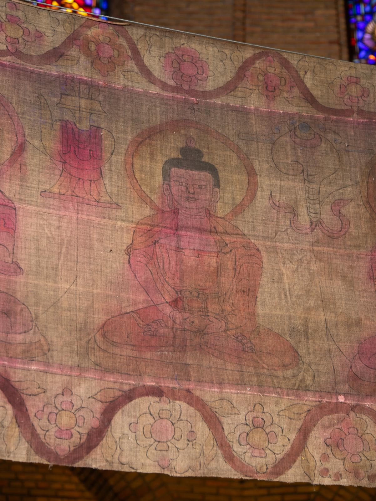19th century Antique temple cloth with 7 Buddhas from Tibet - OriginalBuddhas For Sale 4