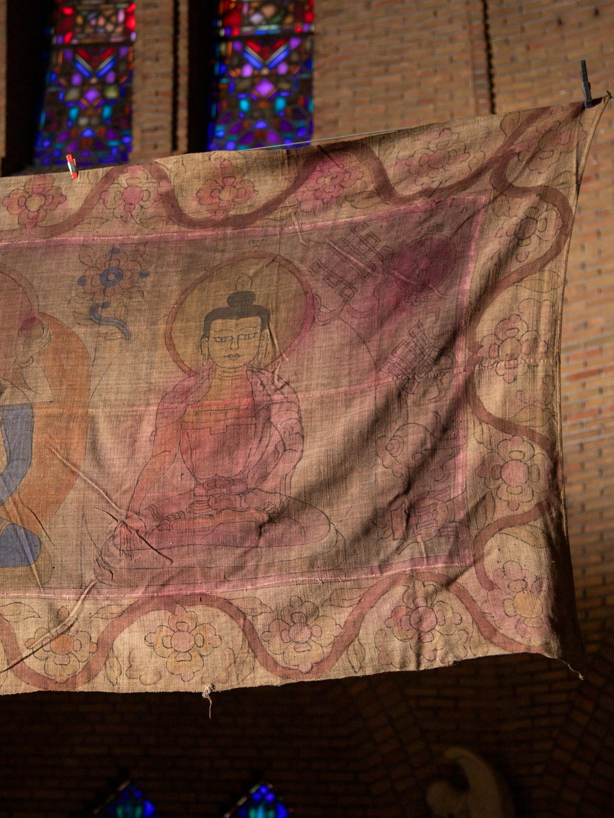 19th century Antique temple cloth with 7 Buddhas from Tibet - OriginalBuddhas For Sale 8