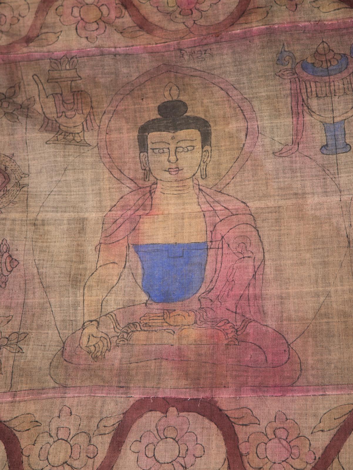 19th century Antique temple cloth with 7 Buddhas from Tibet - OriginalBuddhas For Sale 9