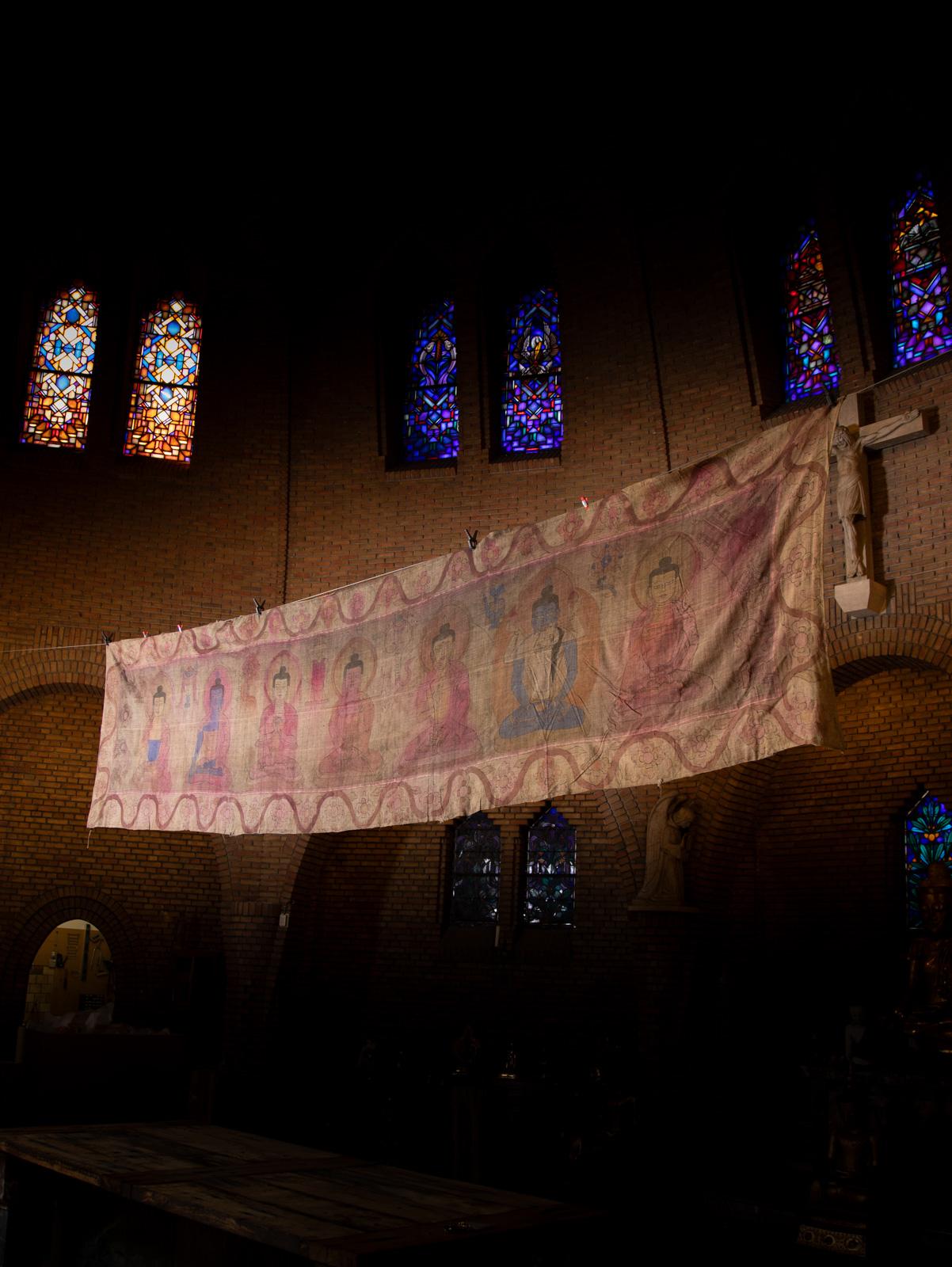 19th Century 19th century Antique temple cloth with 7 Buddhas from Tibet - OriginalBuddhas For Sale