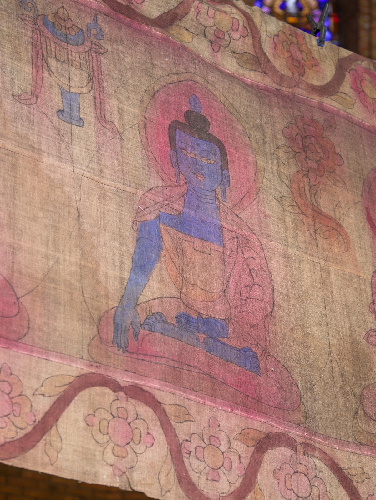 19th century Antique temple cloth with 7 Buddhas from Tibet - OriginalBuddhas For Sale 2