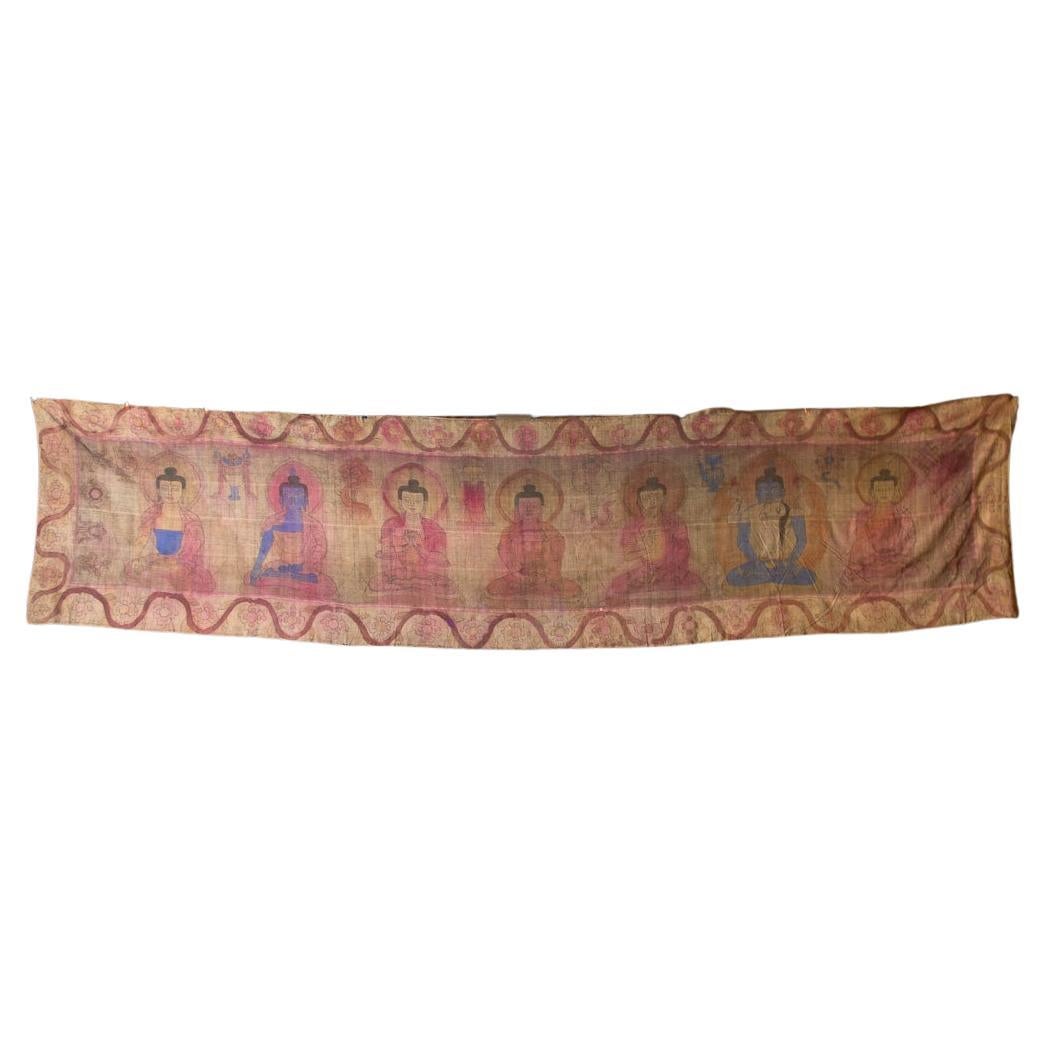19th century Antique temple cloth with 7 Buddhas from Tibet - OriginalBuddhas For Sale