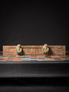 19th century Antique temple panel from India with two horse heads from India