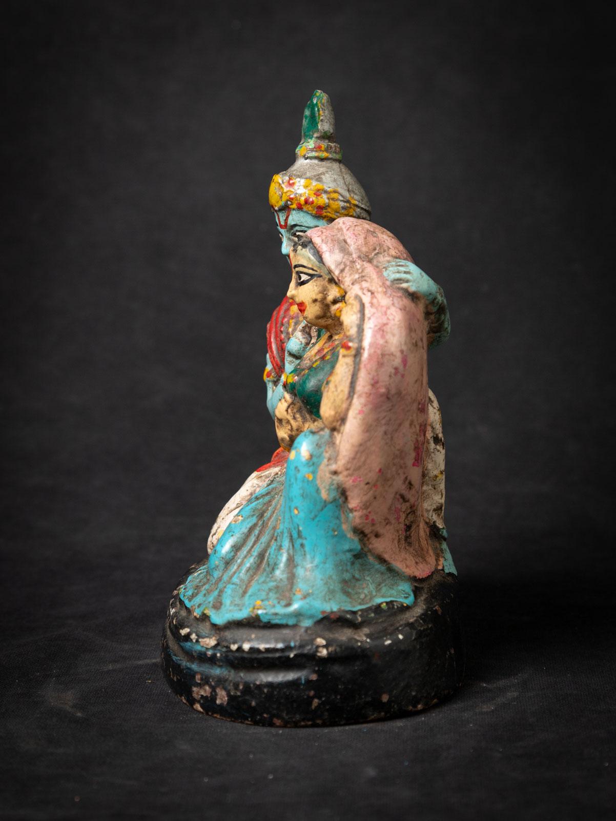Birmano Statua antica in terracotta di Radha e Krishna del XIX secolo proveniente dall'India