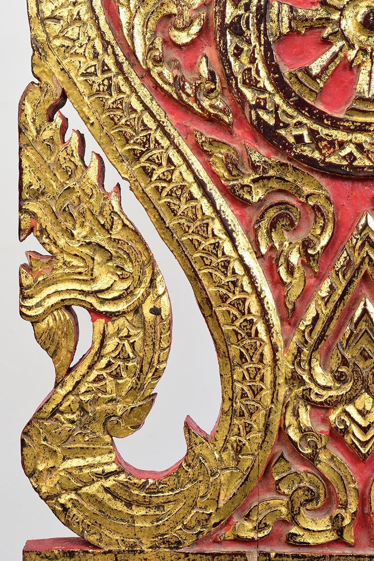 19th Century, Antique Thai Wood Carving with Stand For Sale at 1stDibs