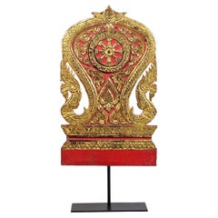 19th Century, Antique Thai Wood Carving with Stand