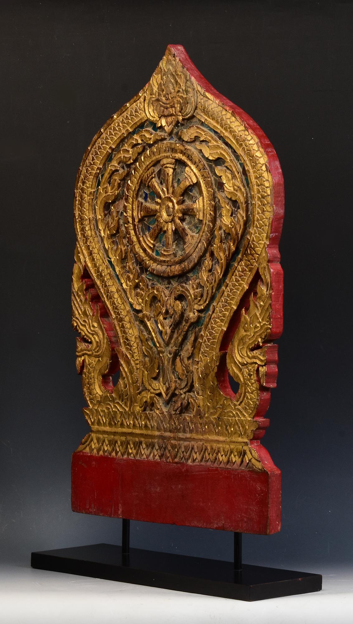 19th Century, Antique Thai Wood Carving with Stand For Sale 6
