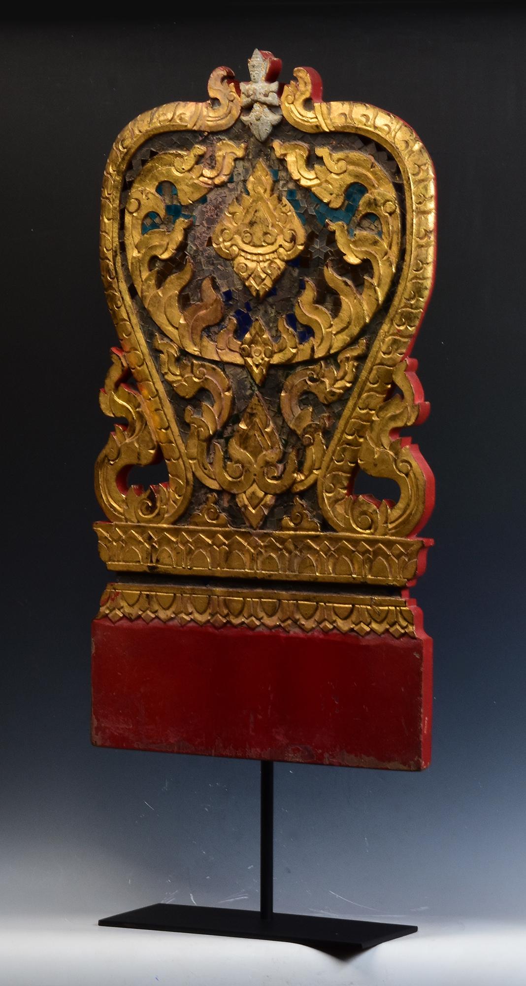 19th Century, Antique Thai Wood Carving with Stand For Sale 6