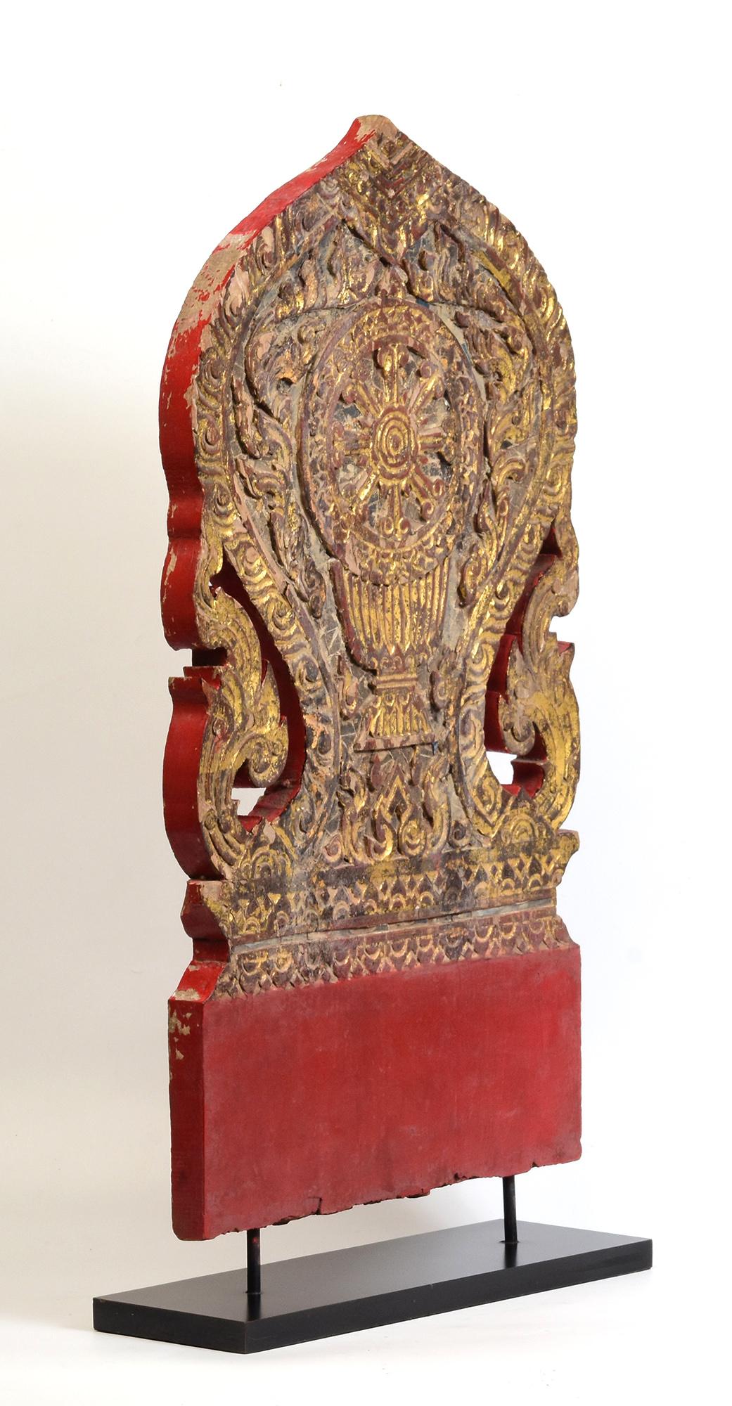 19th Century, Antique Thai Wood Carving with Stand For Sale 8