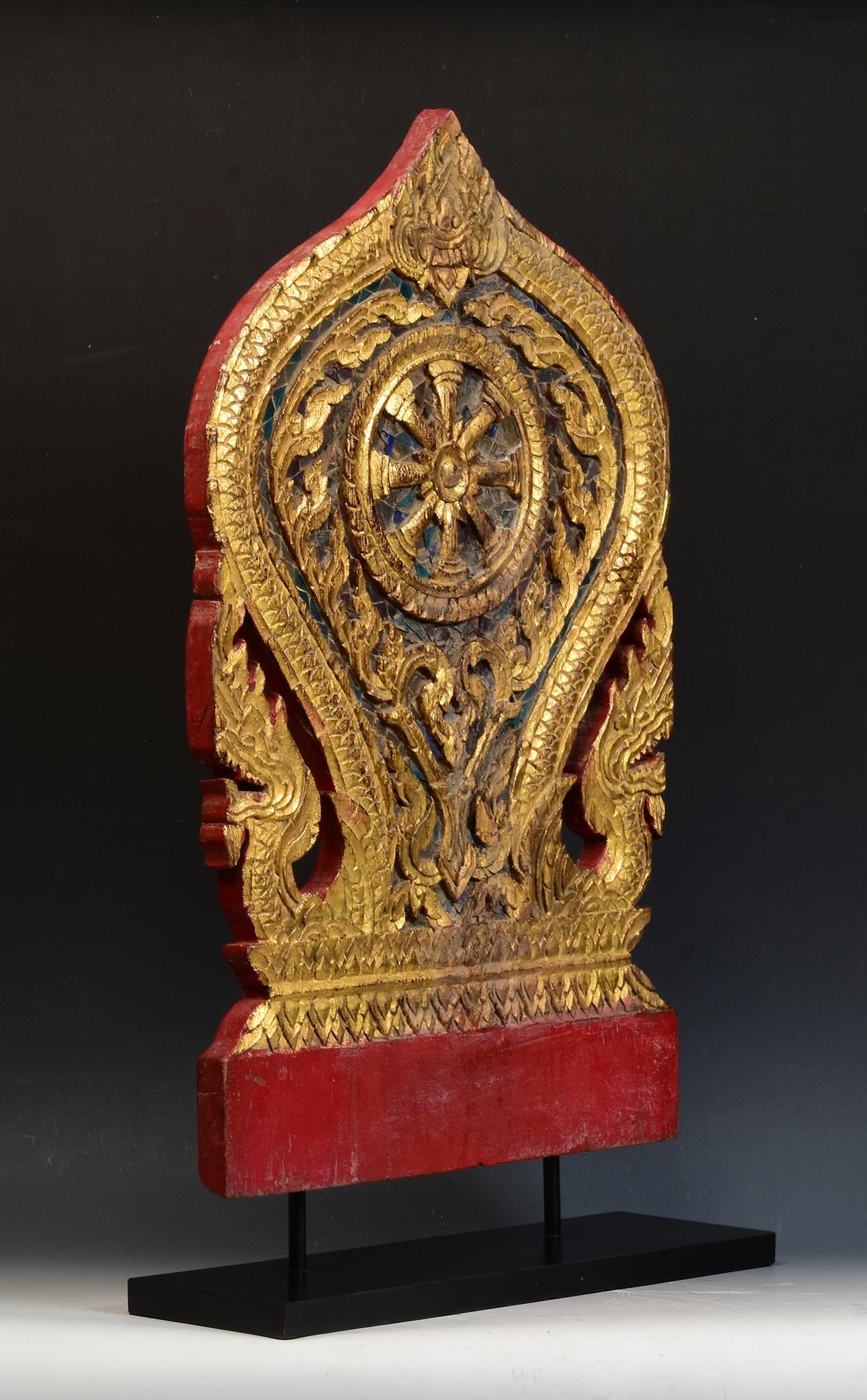 19th Century, Antique Thai Wood Carving with Stand For Sale 9