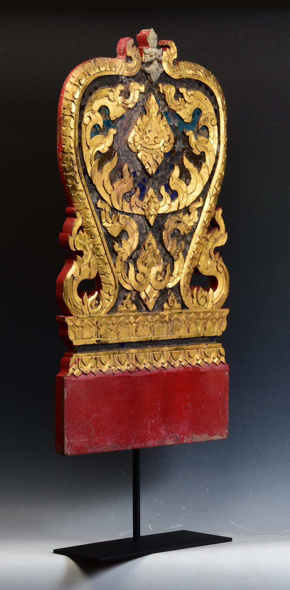 19th Century, Antique Thai Wood Carving with Stand For Sale 9