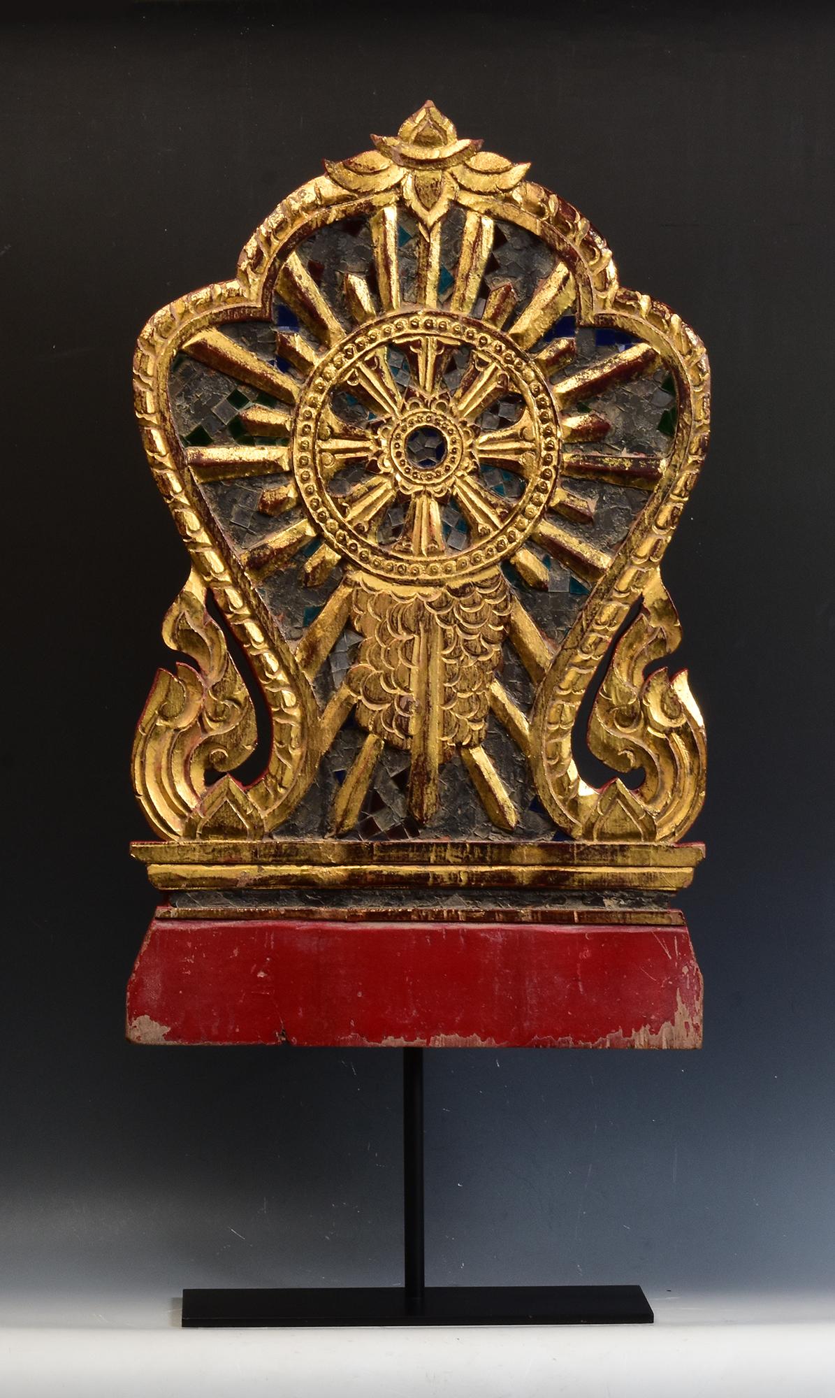 19th Century, Antique Thai Wood Carving with Stand For Sale 10