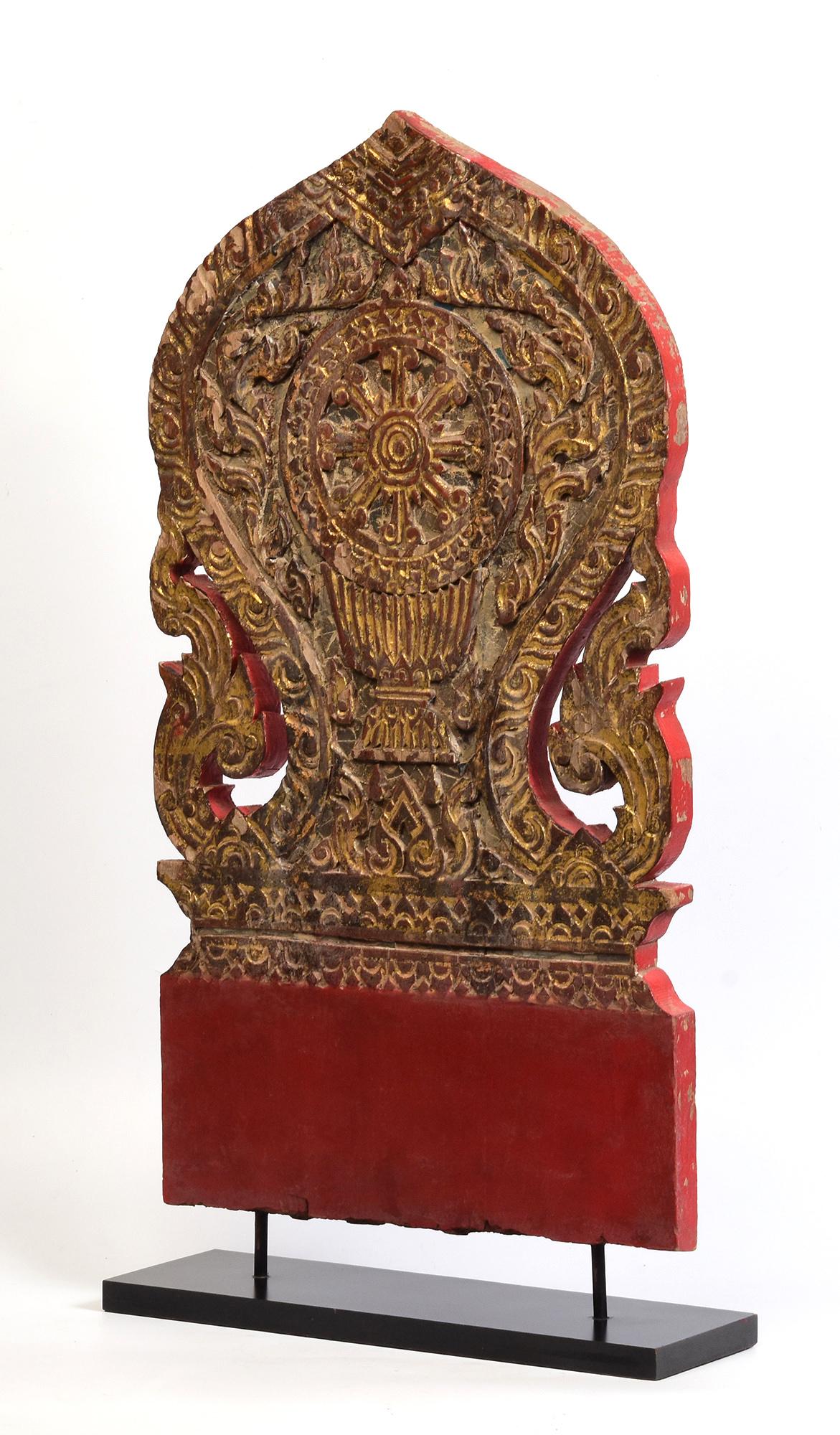 19th Century, Antique Thai Wood Carving with Stand For Sale 5