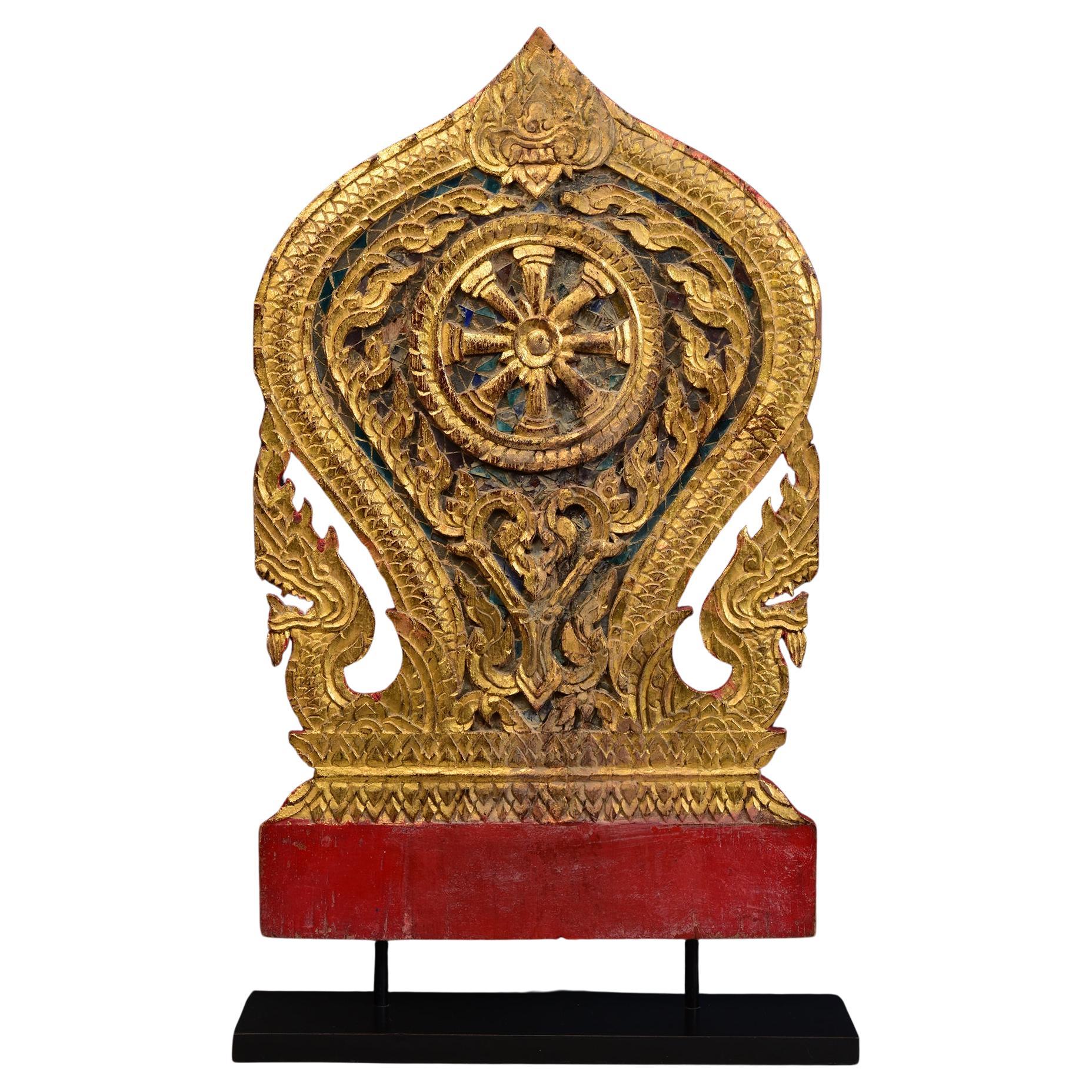 19th Century, Antique Thai Wood Carving with Stand For Sale