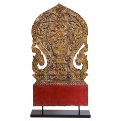 19e siècle, sculpture ancienne thaïlandaise en bois avec Stand