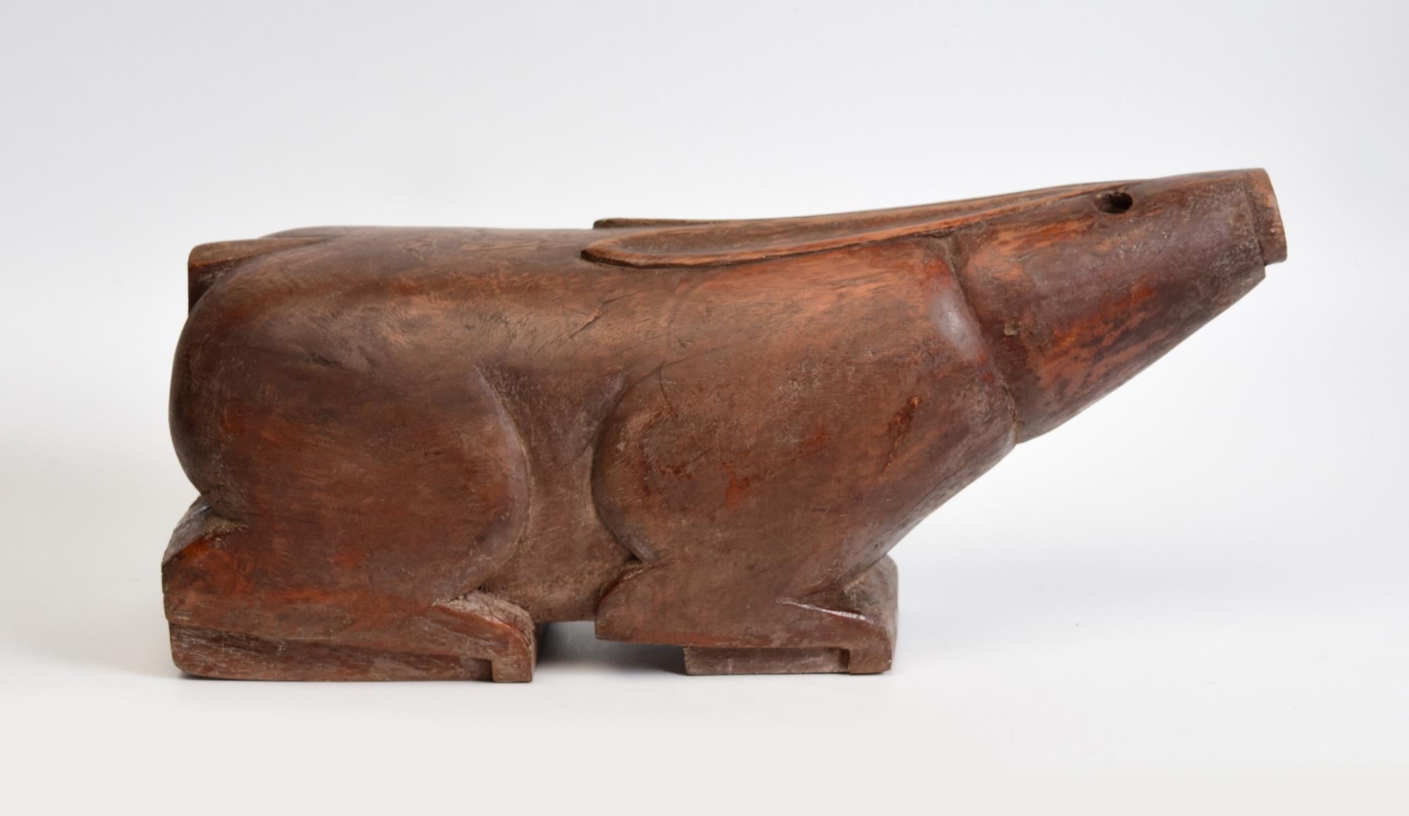 19th Century, Antique Thai Wooden Animal Rabbit For Sale 6