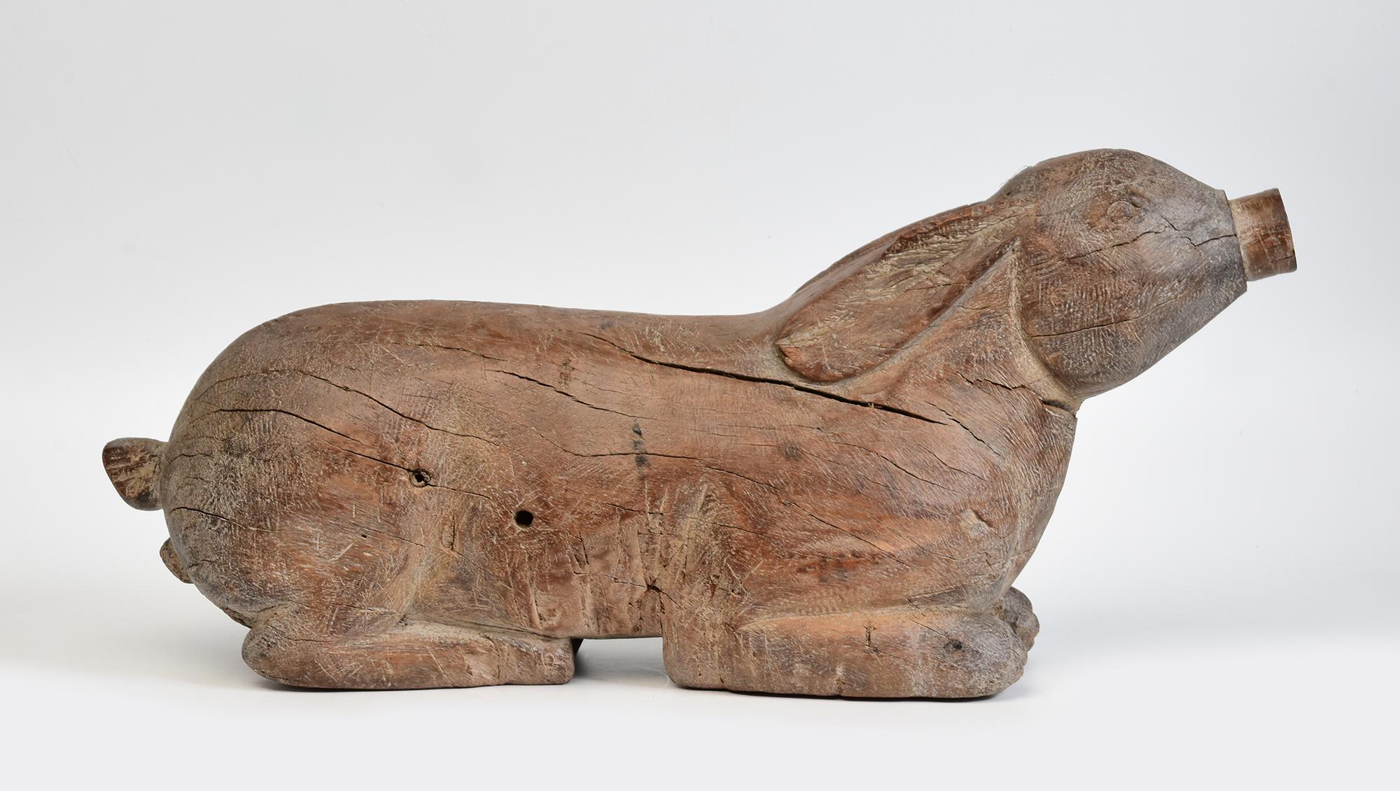 19th Century, Antique Thai Wooden Animal Rabbit For Sale 6