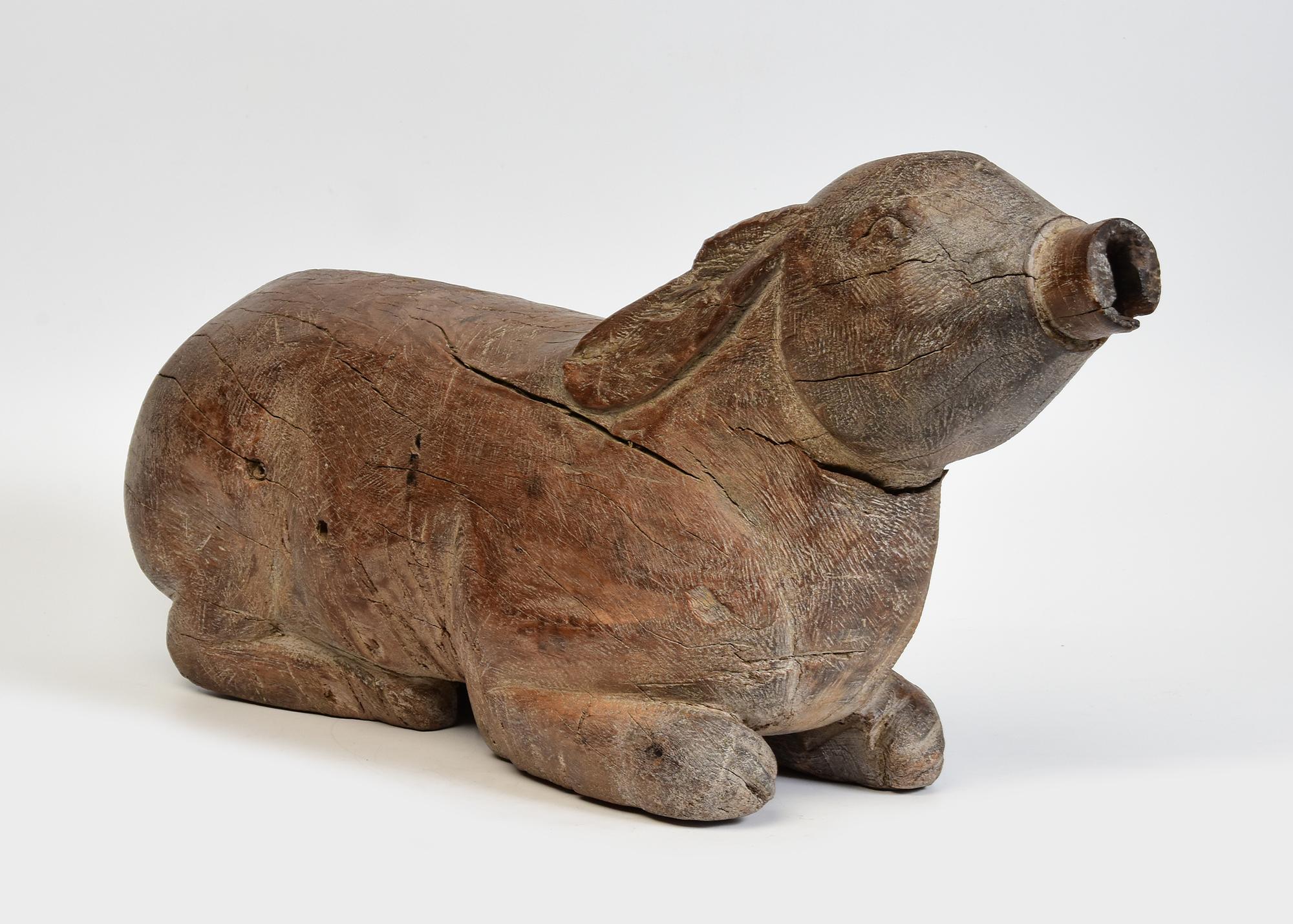 19th Century, Antique Thai Wooden Animal Rabbit For Sale 7