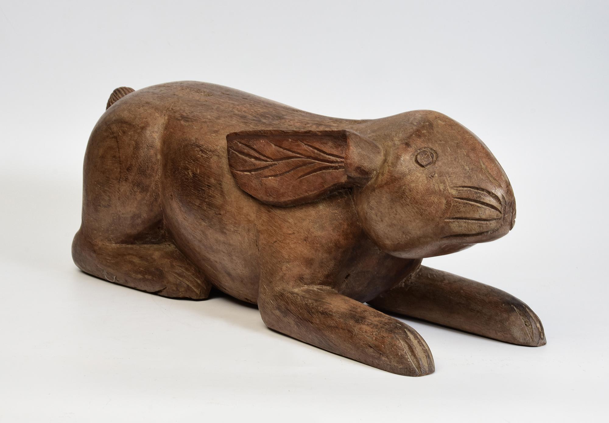 19th Century, Antique Thai Wooden Animal Rabbit For Sale 7