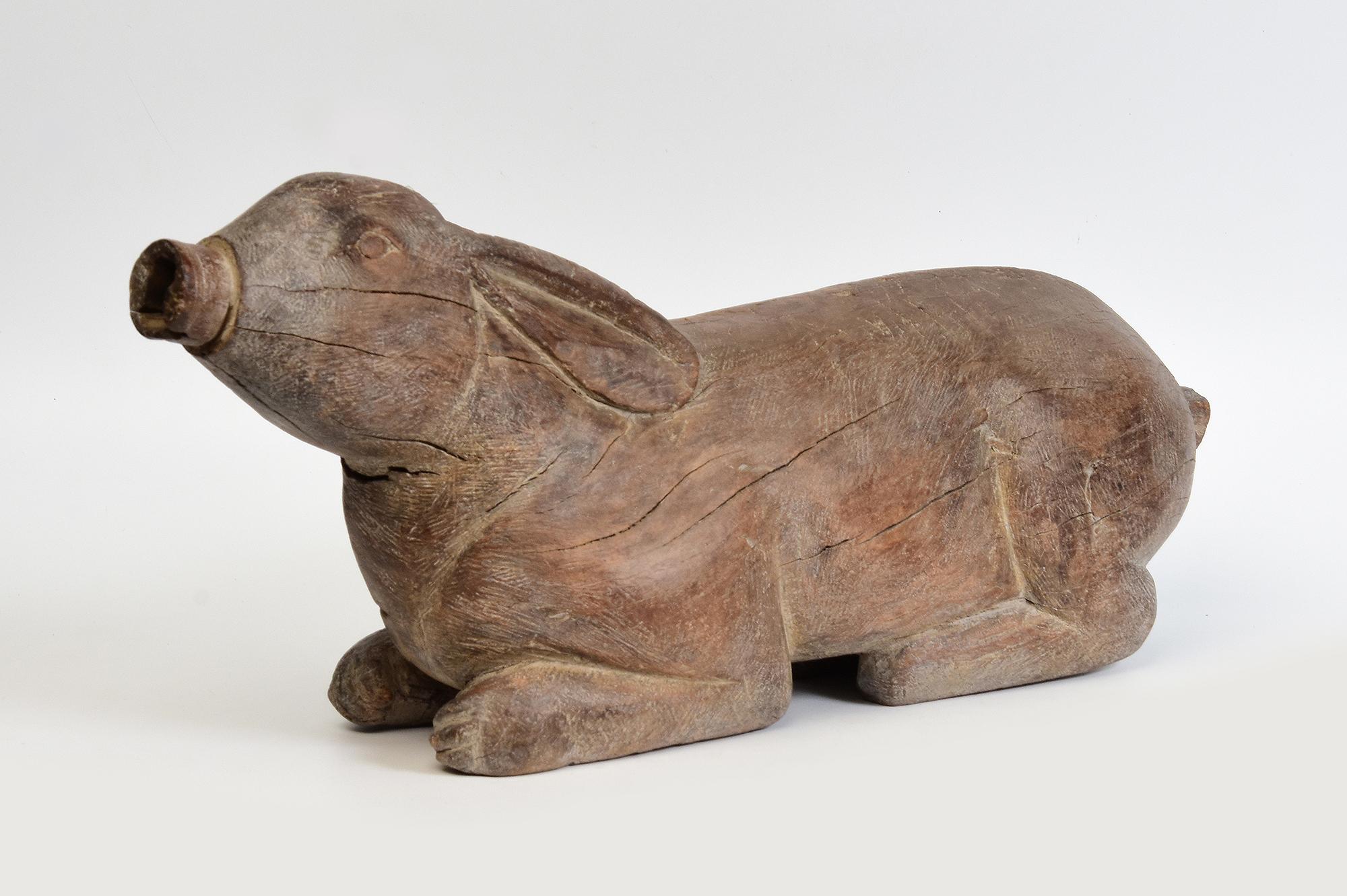 19th Century, Antique Thai Wooden Animal Rabbit For Sale 9