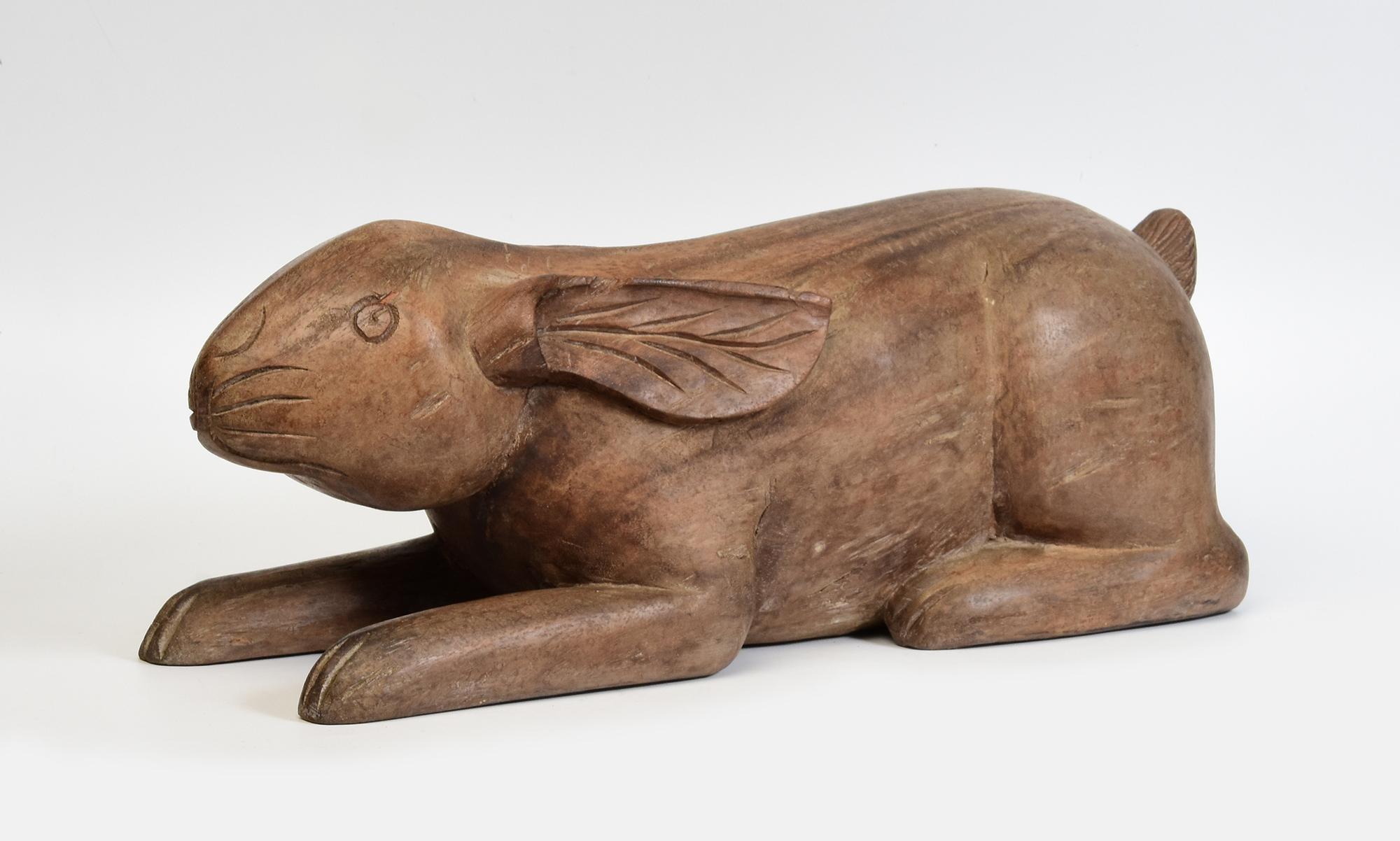 19th Century, Antique Thai Wooden Animal Rabbit For Sale 9