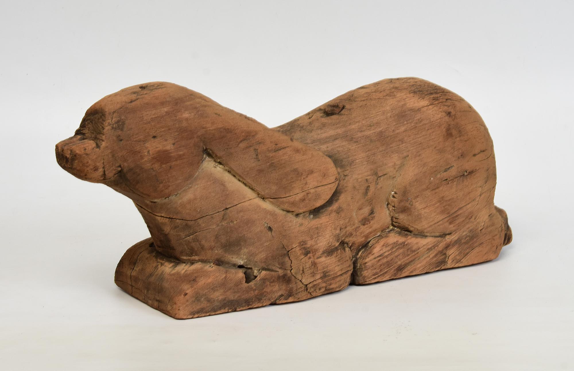 19th Century, Antique Thai Wooden Animal Rabbit For Sale 9