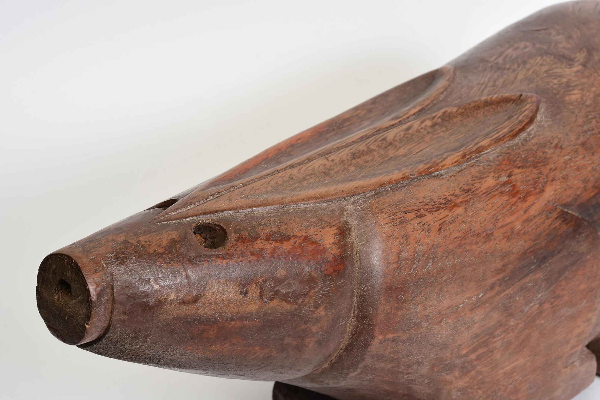 Antique Thai wooden rabbit.

Age: Thailand, 19th Century
Size: Length 45 C.M. / Width 17 C.M. / Height 20 C.M.
Condition: Nice condition overall (some expected degradation due to its age).

100% Satisfaction and authenticity guaranteed with free