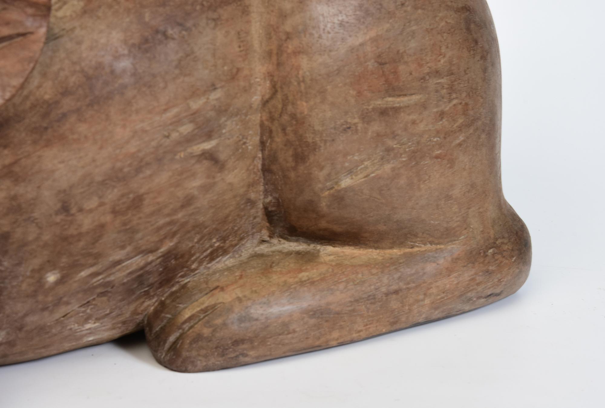 Hand-Carved 19th Century, Antique Thai Wooden Animal Rabbit For Sale