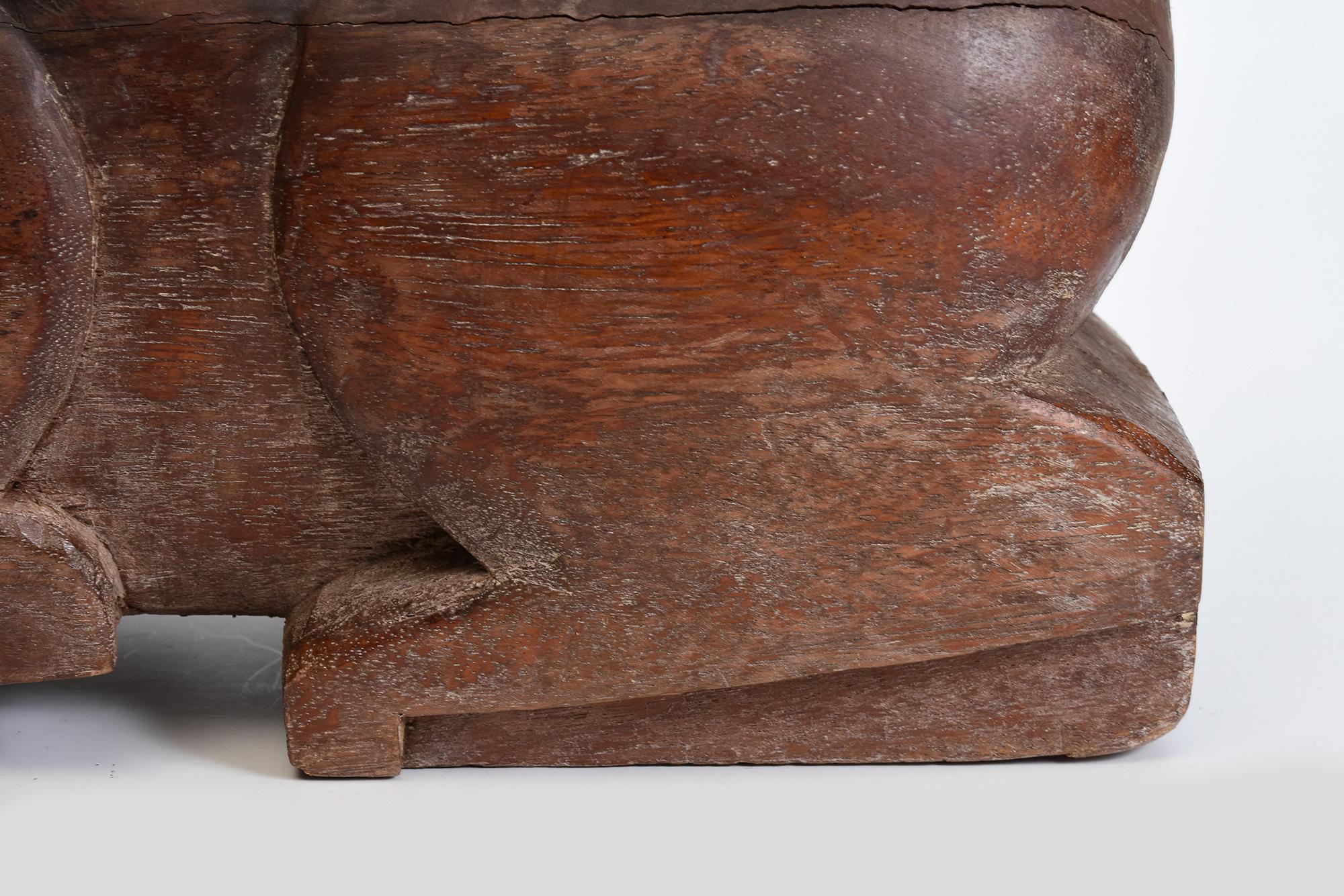 19th Century, Antique Thai Wooden Animal Rabbit For Sale 1