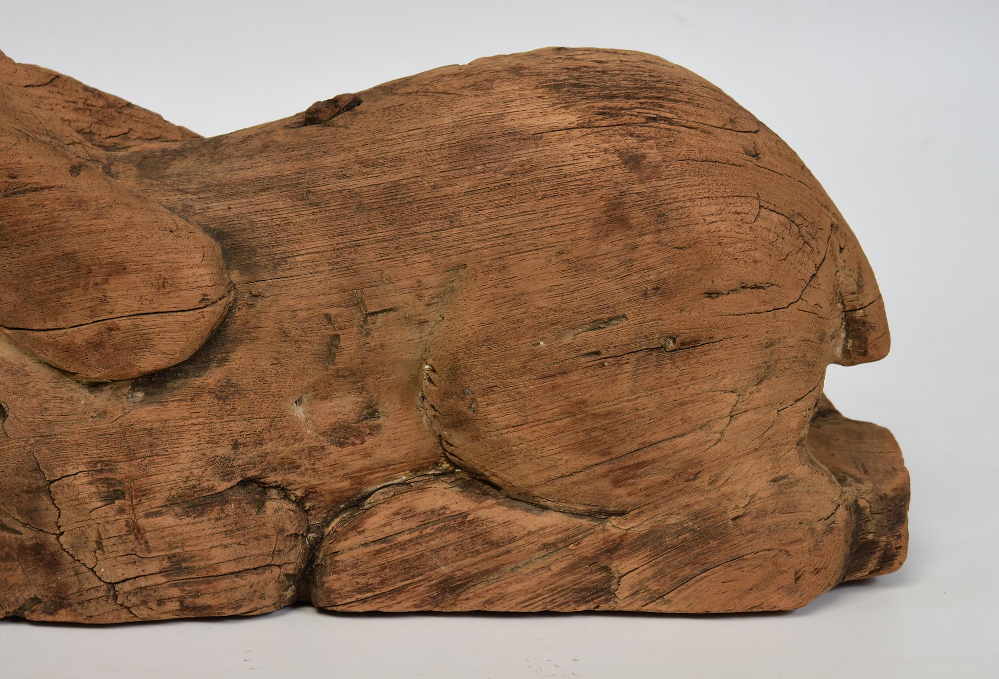 19th Century, Antique Thai Wooden Animal Rabbit For Sale 1
