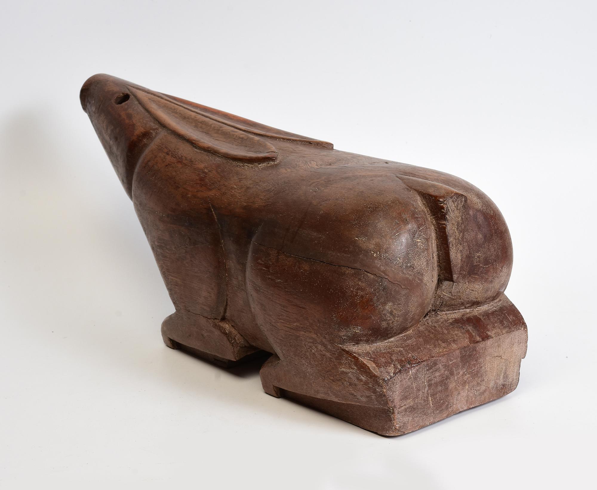 19th Century, Antique Thai Wooden Animal Rabbit For Sale 2
