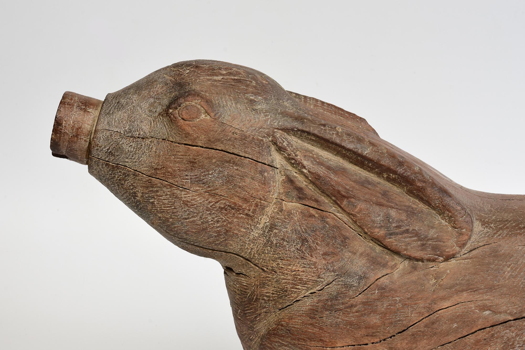 19th Century, Antique Thai Wooden Animal Rabbit For Sale 2