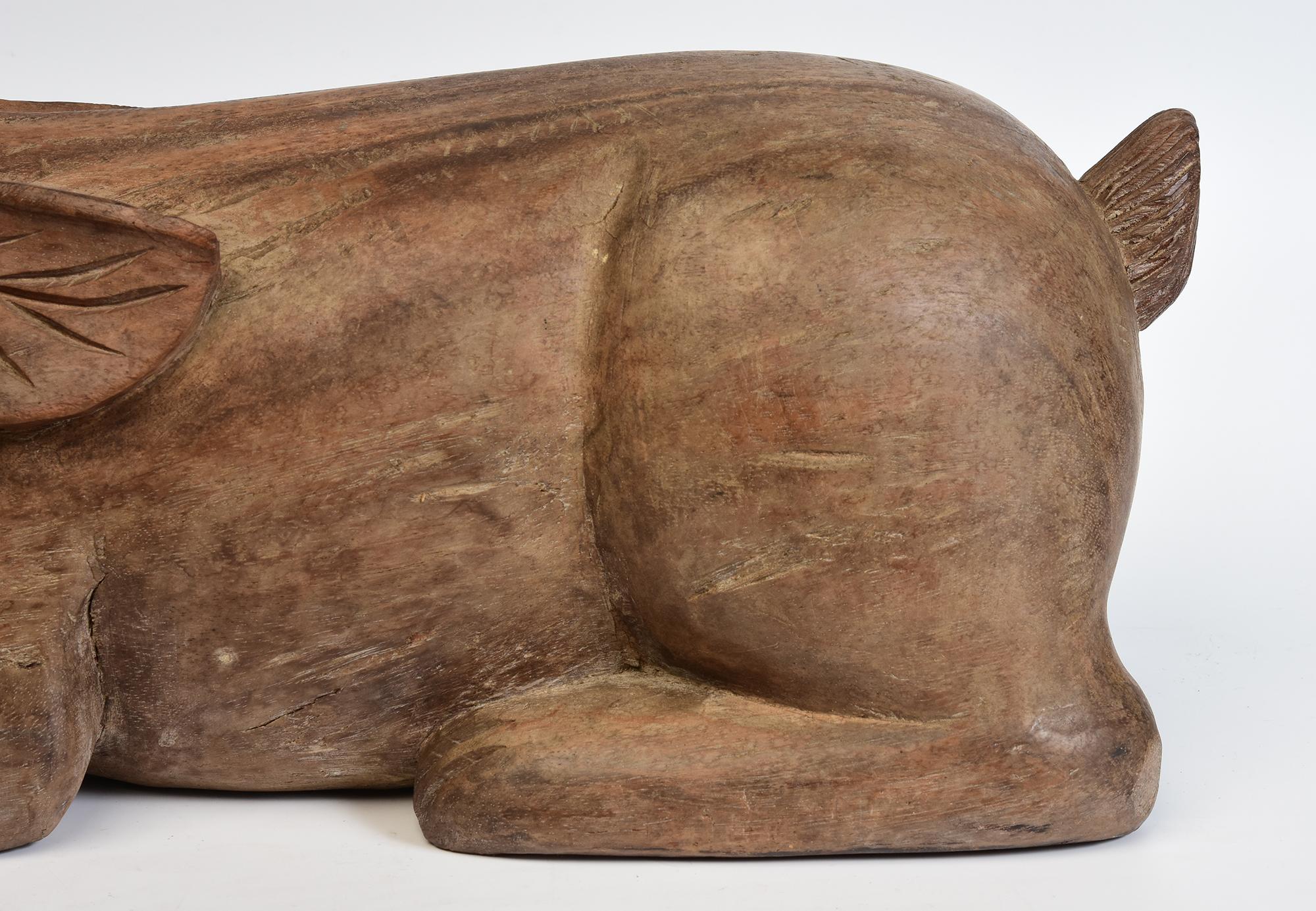 19th Century, Antique Thai Wooden Animal Rabbit For Sale 2