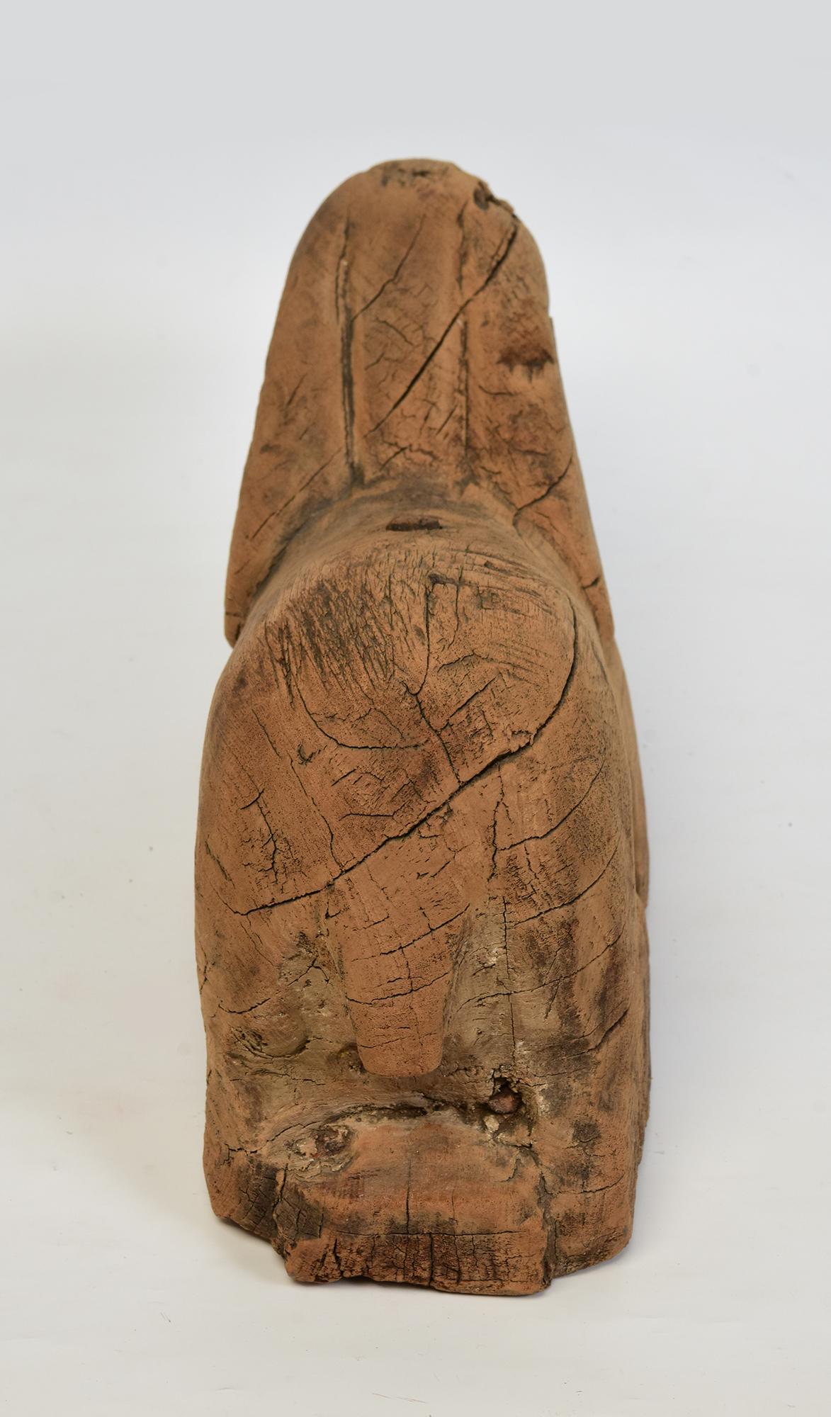 19th Century, Antique Thai Wooden Animal Rabbit For Sale 2