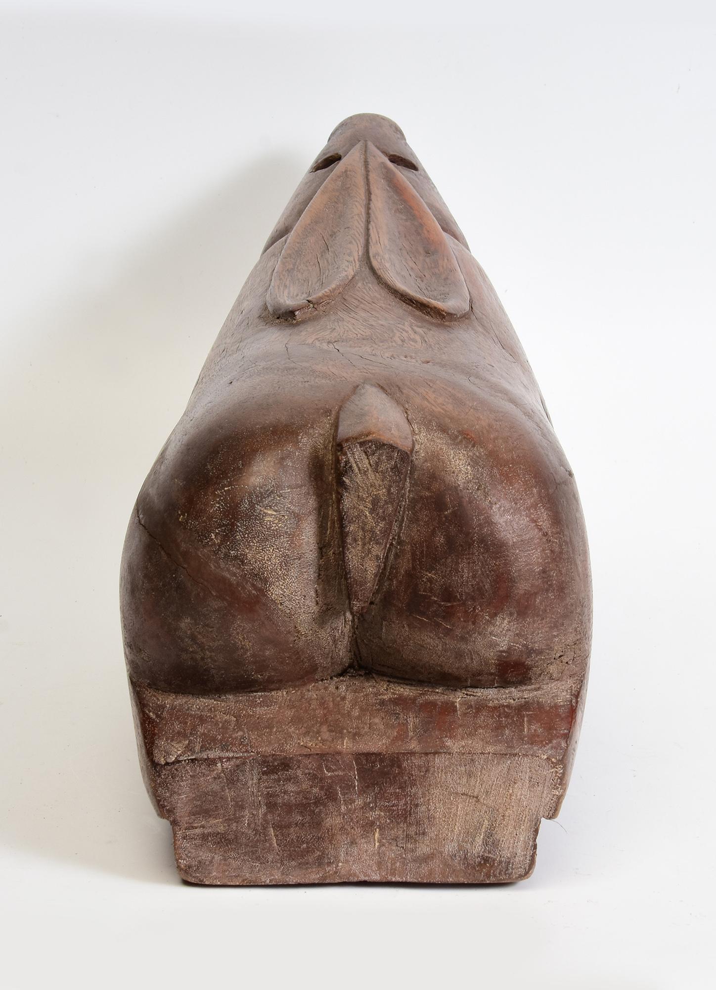 19th Century, Antique Thai Wooden Animal Rabbit For Sale 3